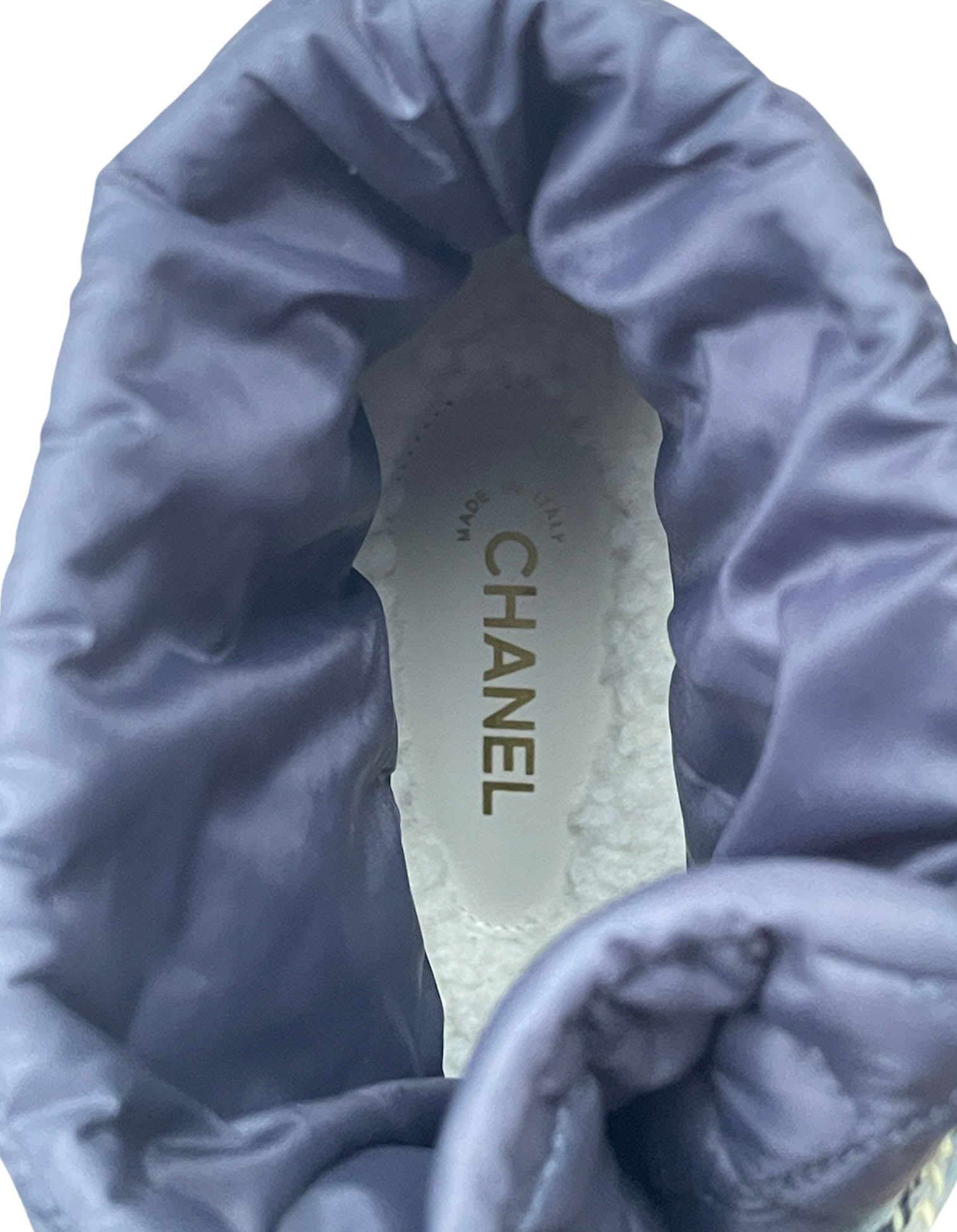 Chanel NEW Slate Blue Suede Logo Lace Up Boots sz 40