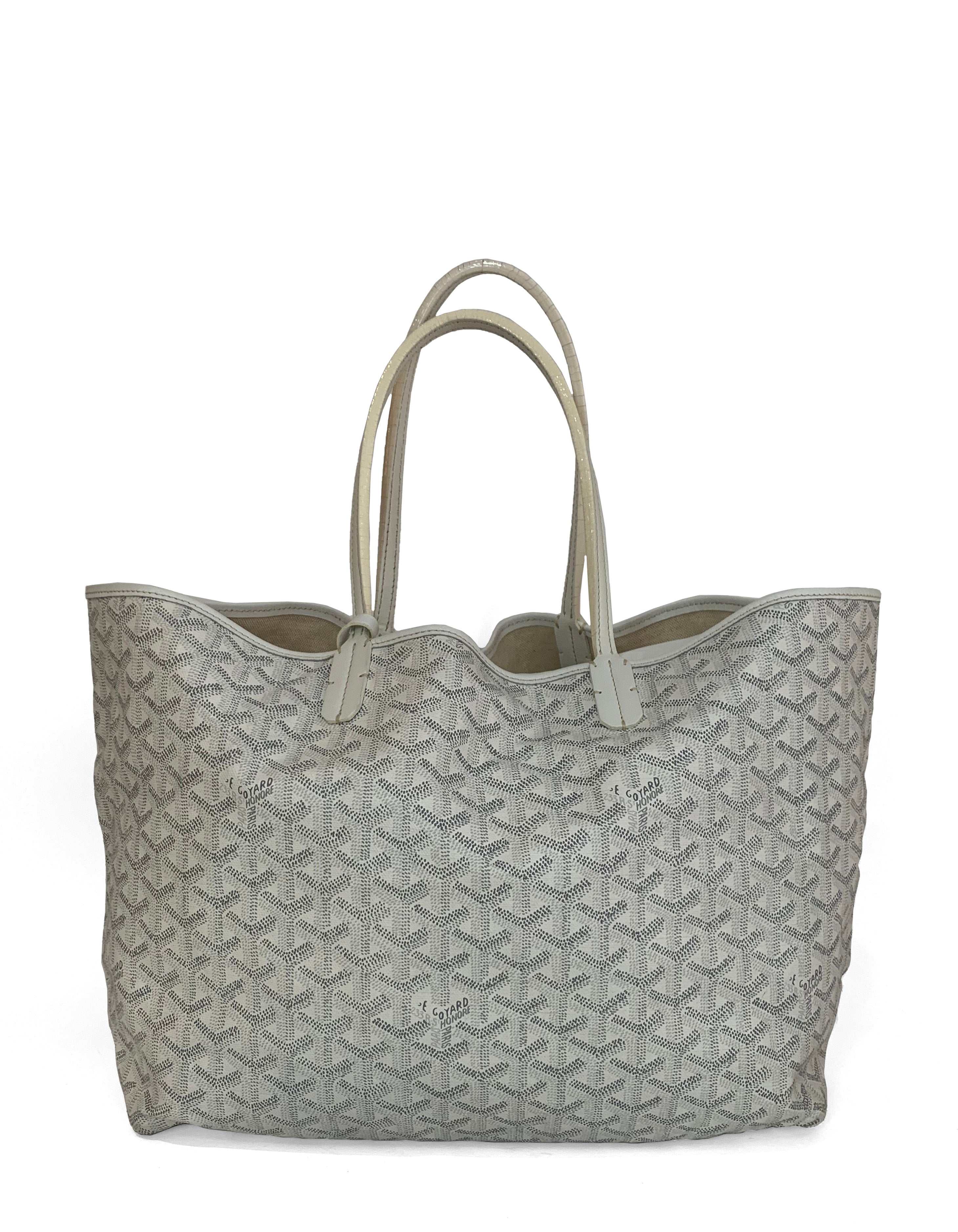 Goyard COLLECTORS White Goyardine Saint Louis PM Tote w/ Stripe & Crown