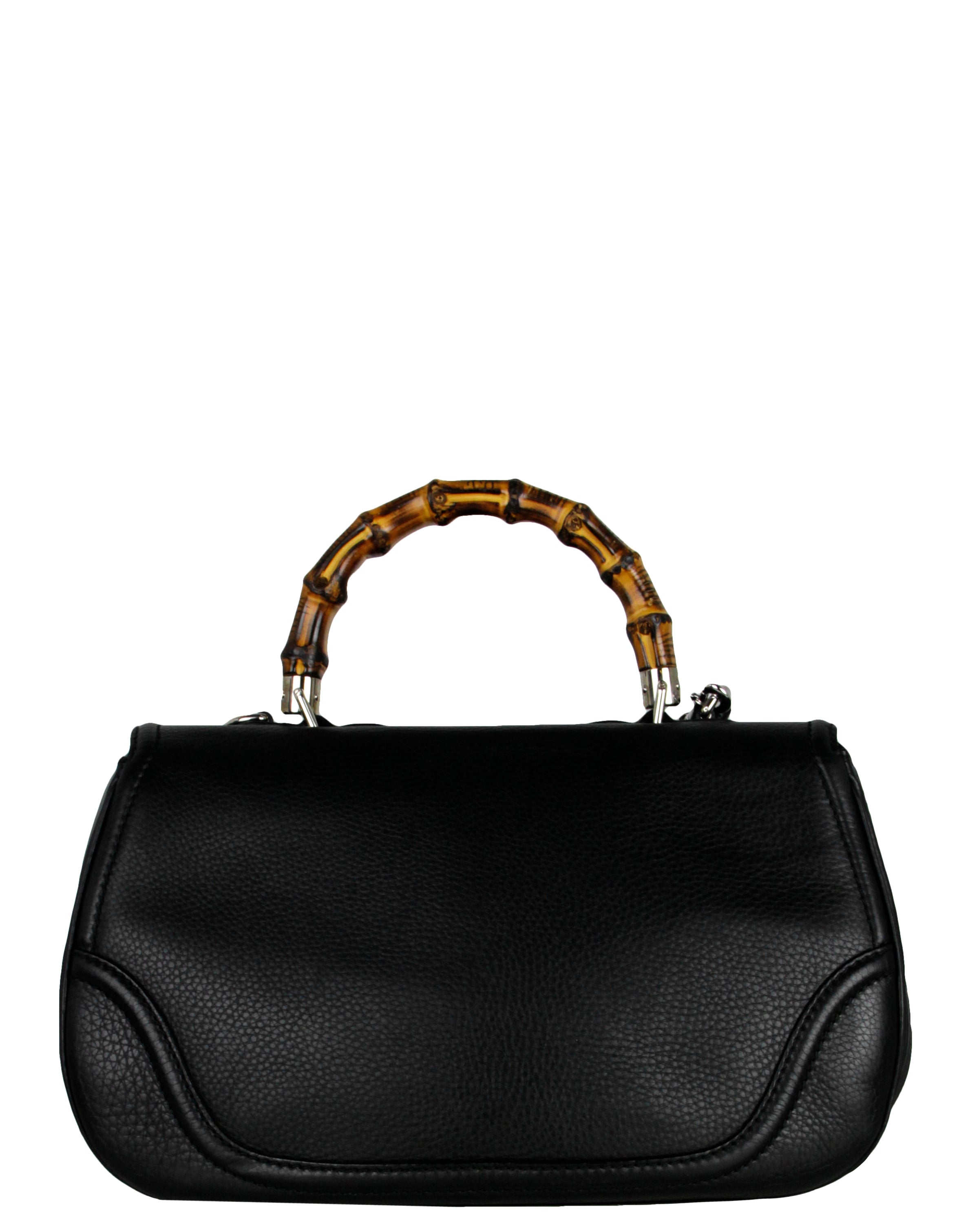 Gucci Black Leather New Bamboo Large Top Handle Bag