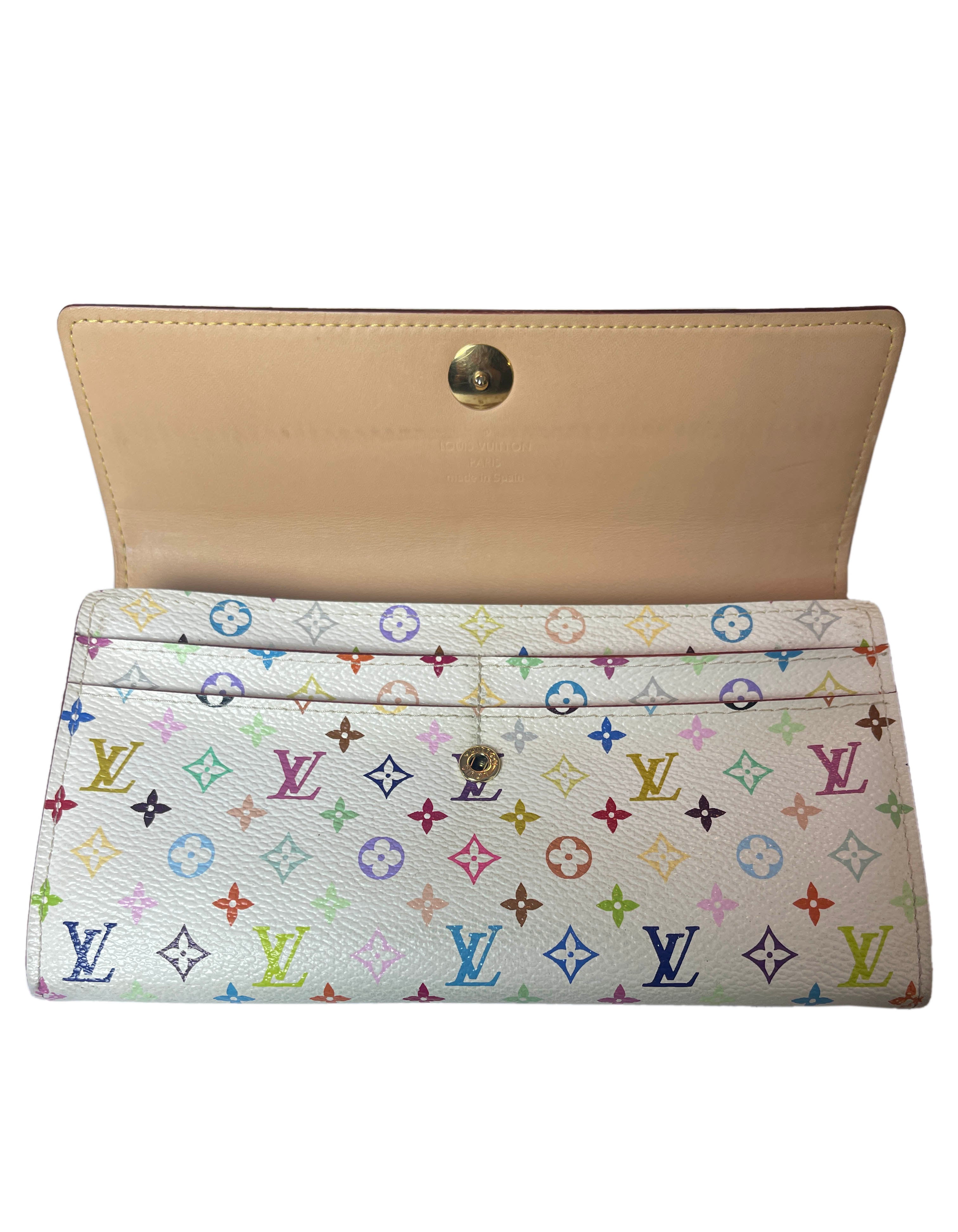 Louis Vuitton White Multicolor Monogram Sarah Wallet