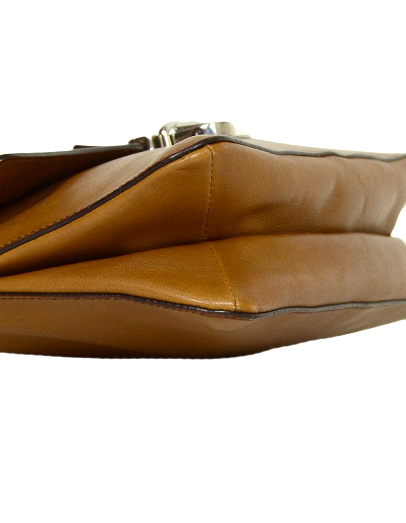 Prada Brown Leather Pushlock Baguette Bag
