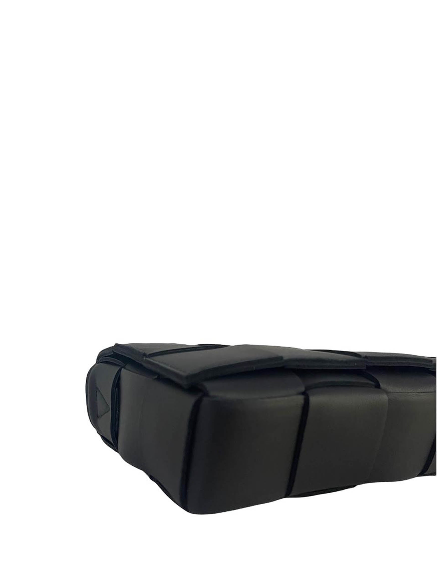 Bottega Veneta Black Lambskin Maxi Intrecciato Cassette Crossbody Bag