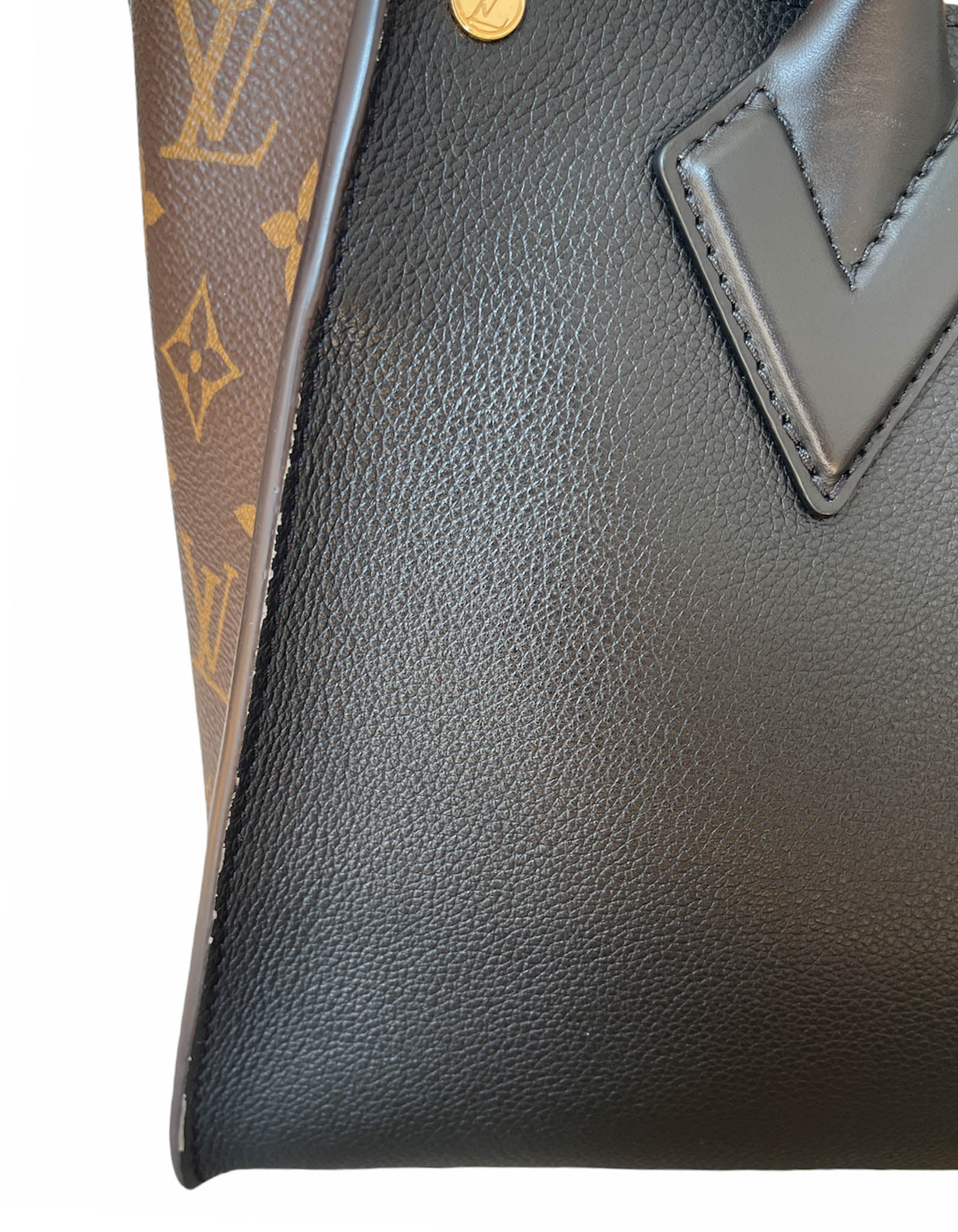 Louis Vuitton Black Calfskin & Monogram On My Side Tote Bag