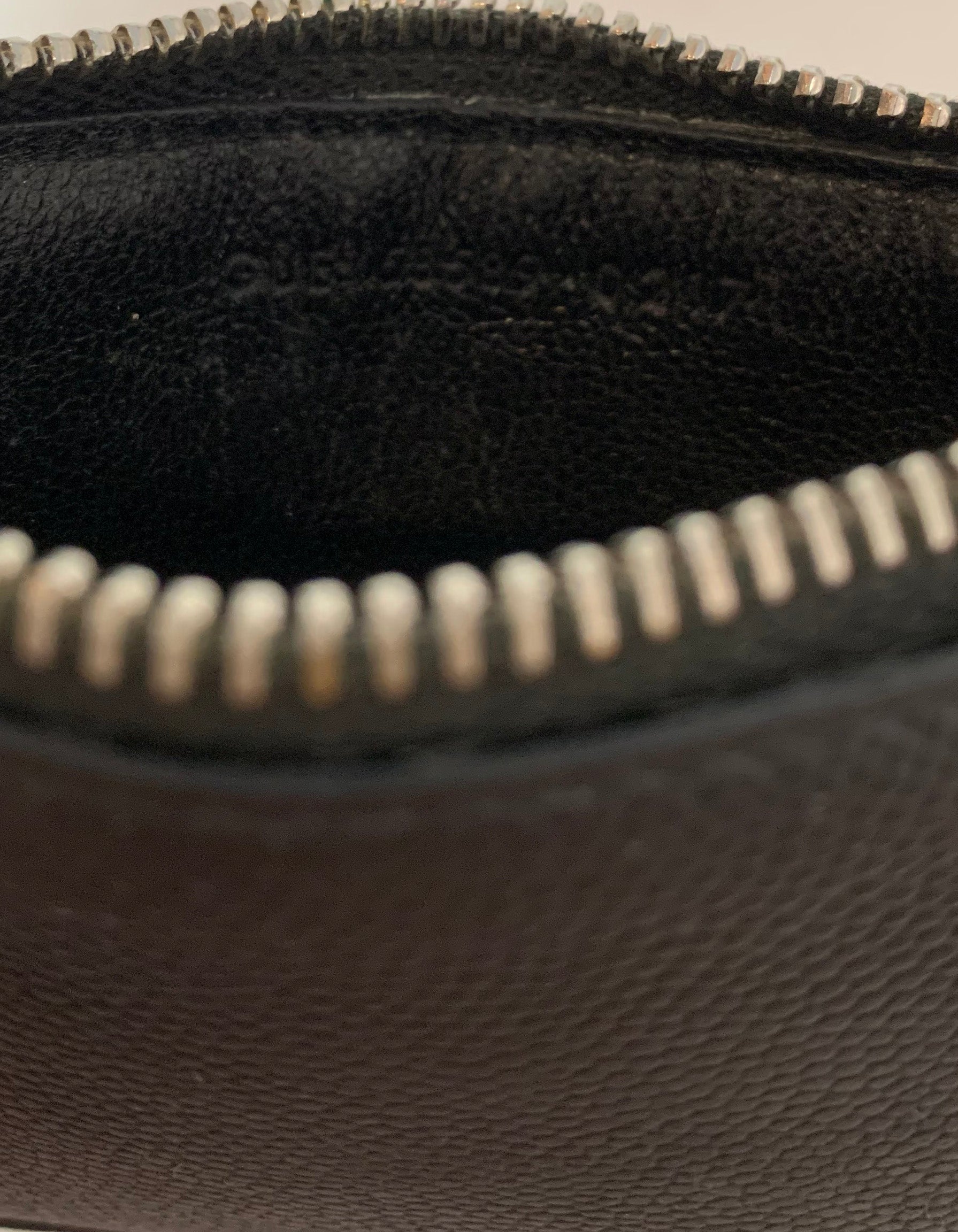 Saint Laurent Black Textured Leather Zip Top Card Holder
