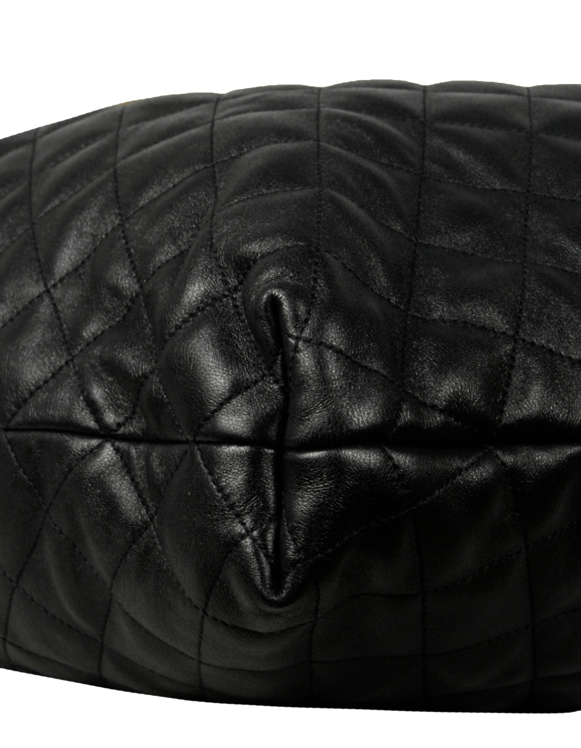 Saint Laurent Black Quilted Leather Icare Maxi Shopping Tote Bag