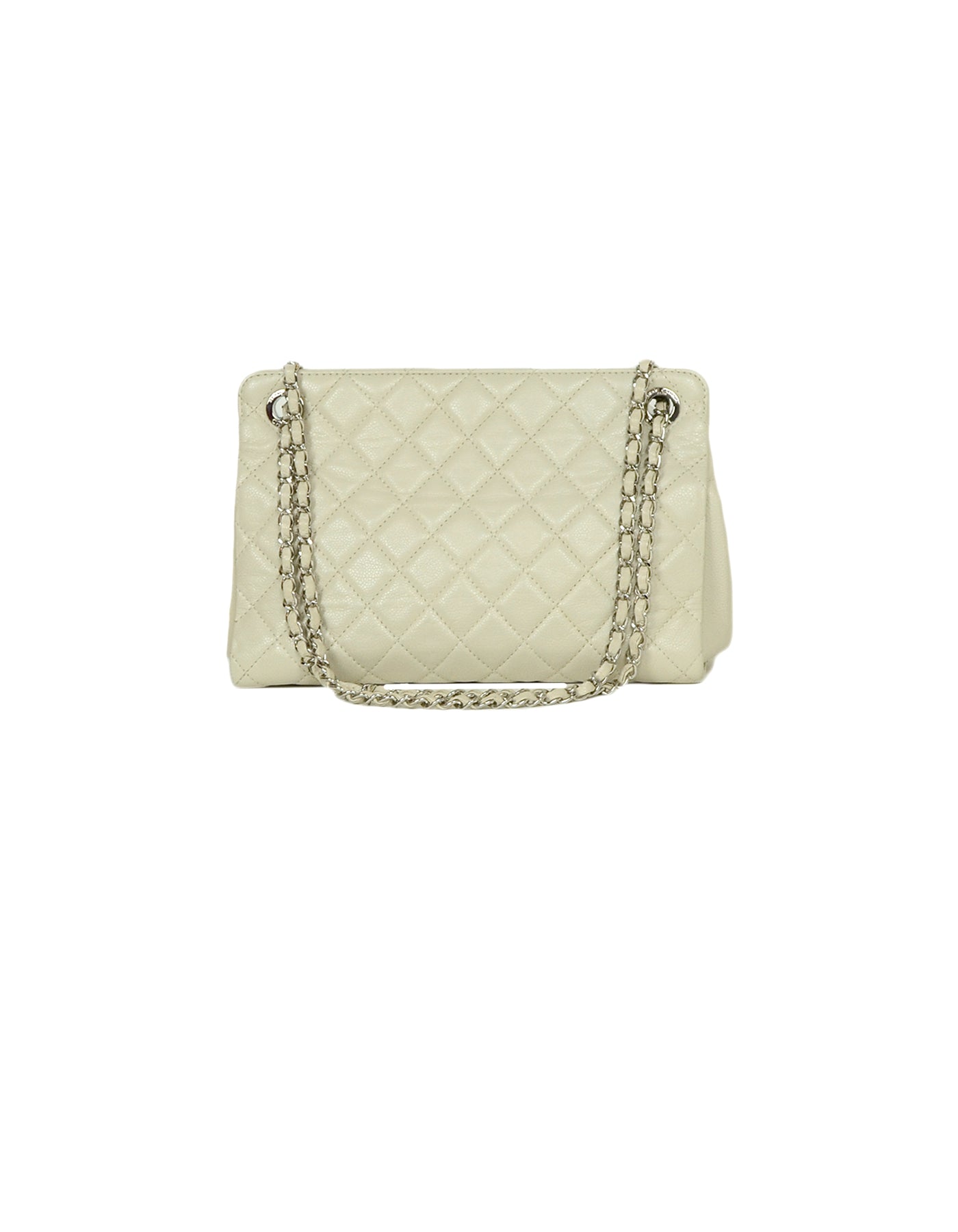 Chanel Ivory Caviar Leather Timeless CC Tote Bag