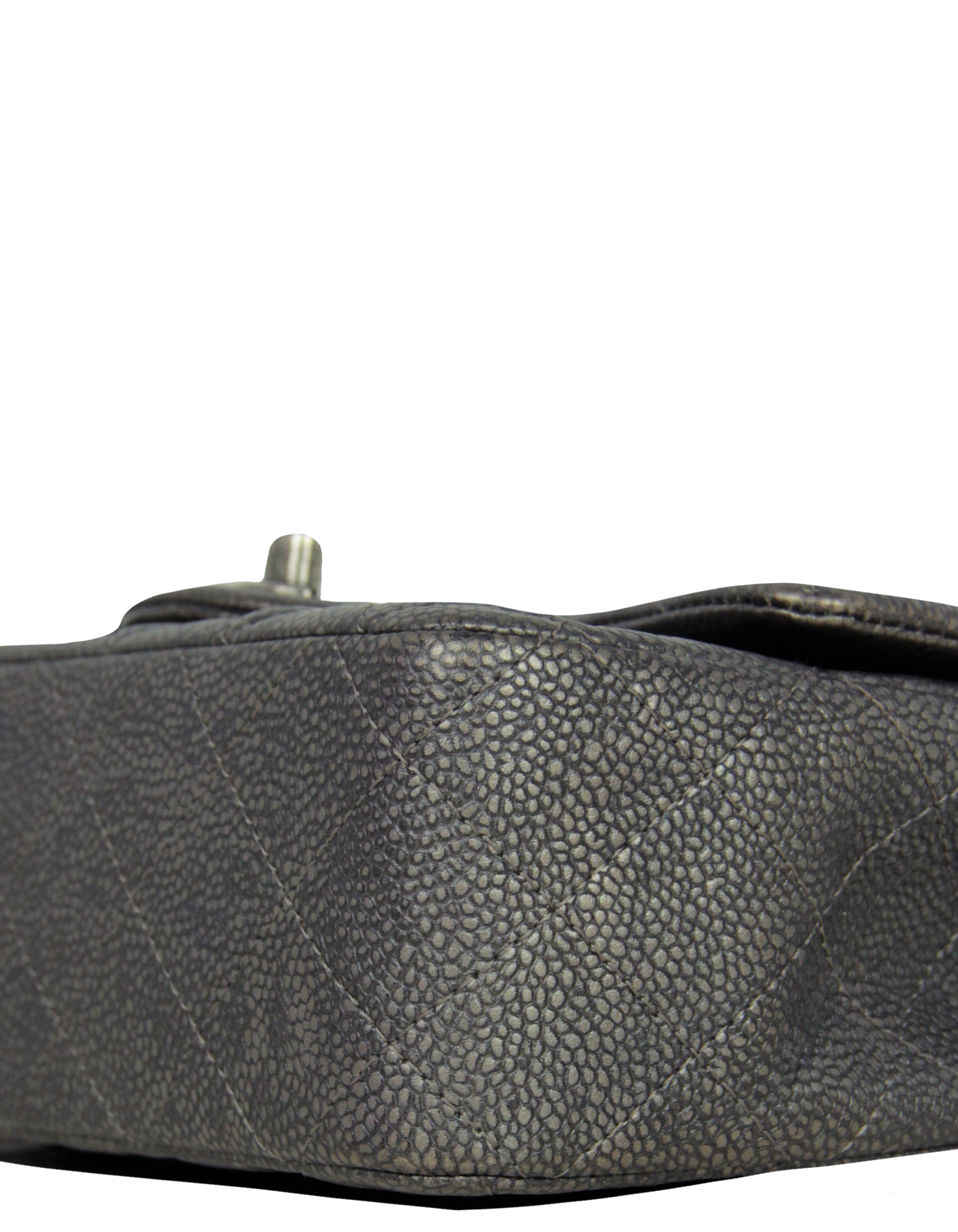 Chanel Gunmetal Caviar Leather Quilted Rectangular Mini Flap Bag
