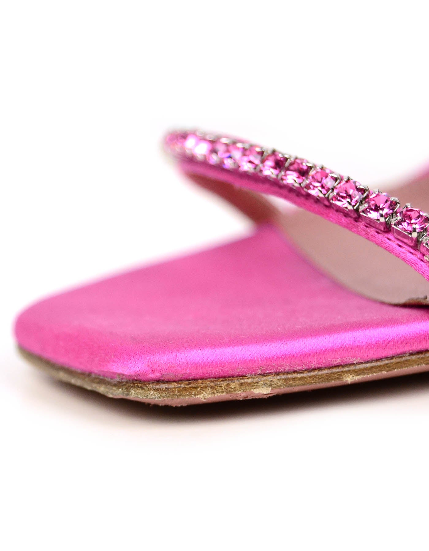 Amina Muaddi 2020 Pink Gilda Embellished Sandals Slides sz 39