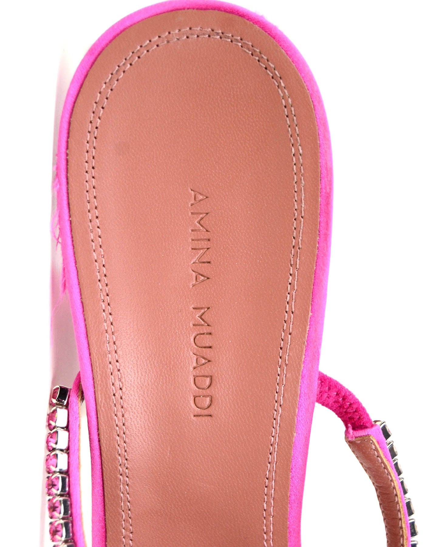 Amina Muaddi 2020 Pink Gilda Embellished Sandals Slides sz 39