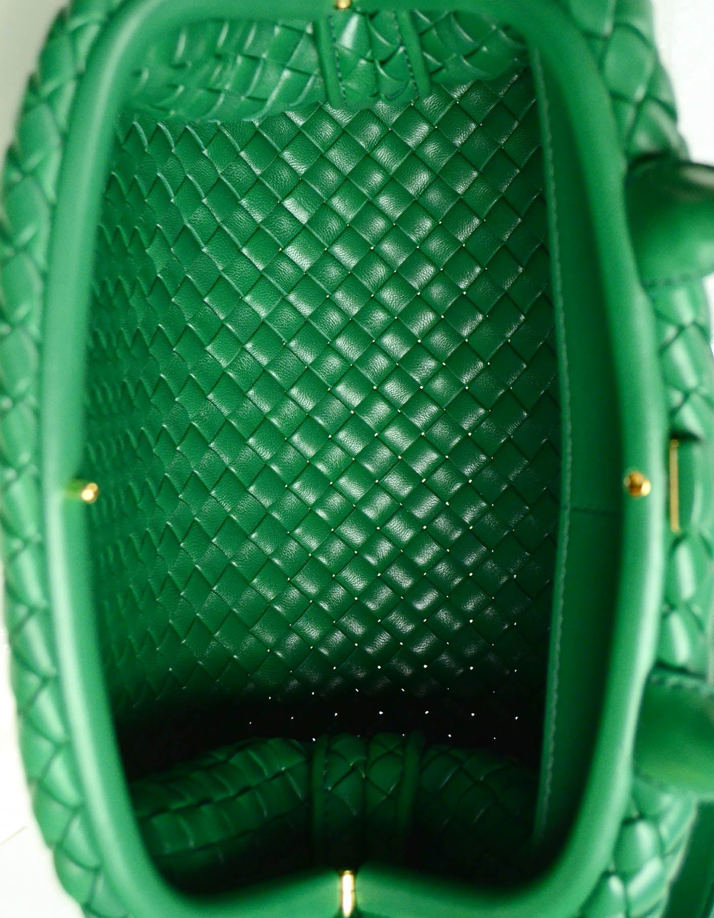 Bottega Veneta Racing Green The Handle Small Intrecciato Leather Bag