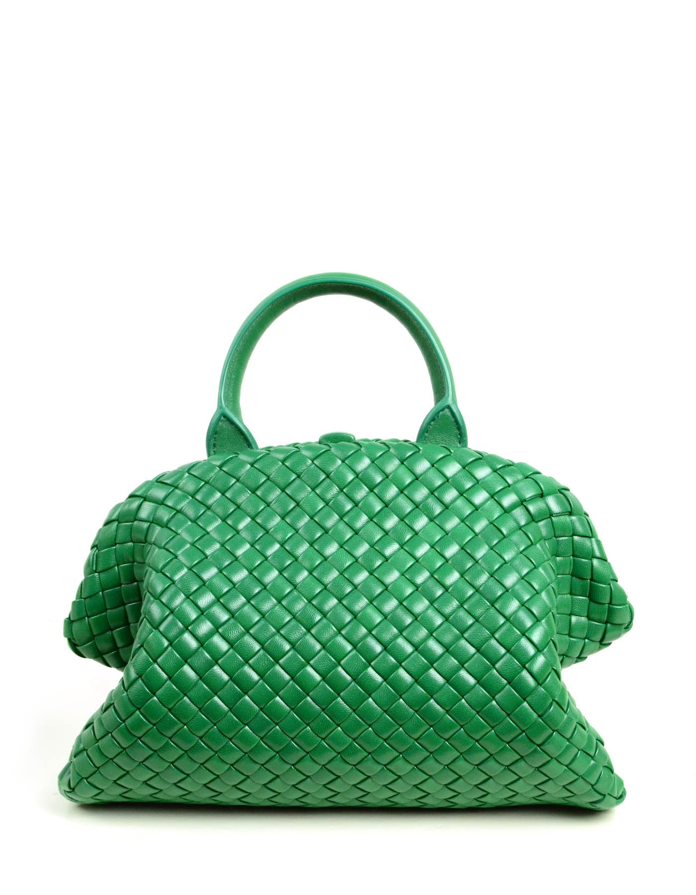 Bottega Veneta Racing Green The Handle Small Intrecciato Leather Bag