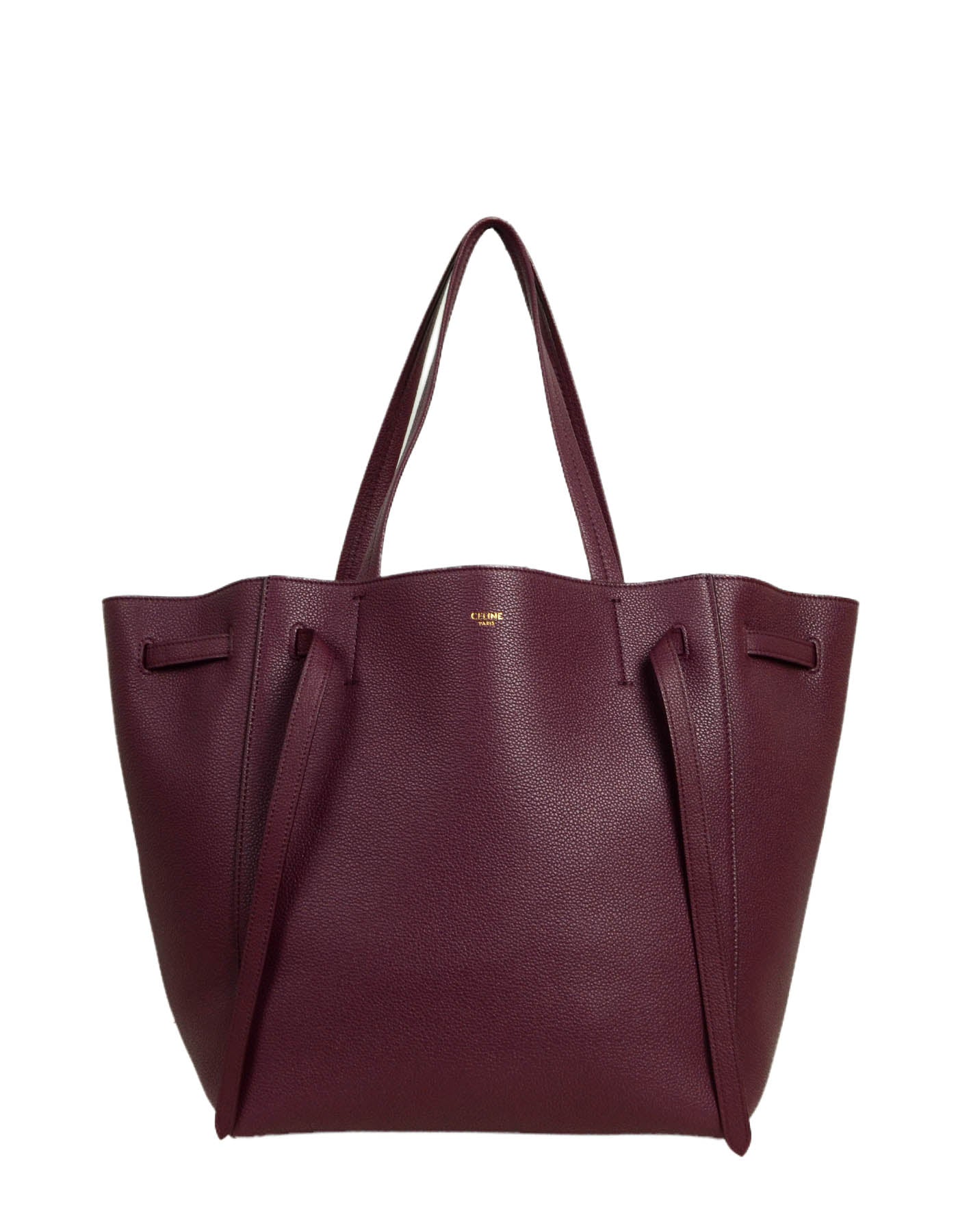 Celine Acai Calfskin Leather Small Belt Cabas Phantom Tote Bag