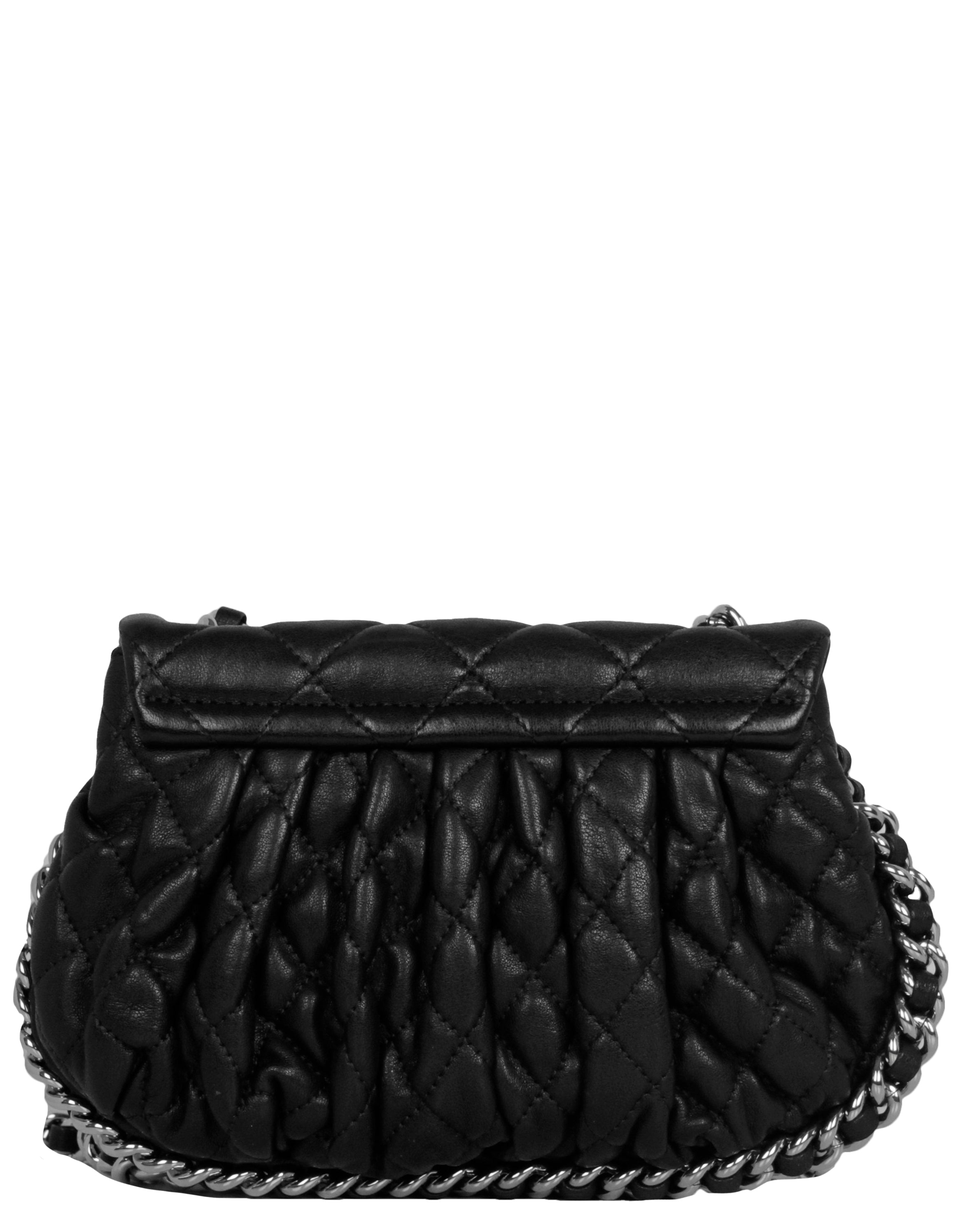 Chanel Black Washed Lambskin Quilted Mini Chain Around Flap Bag