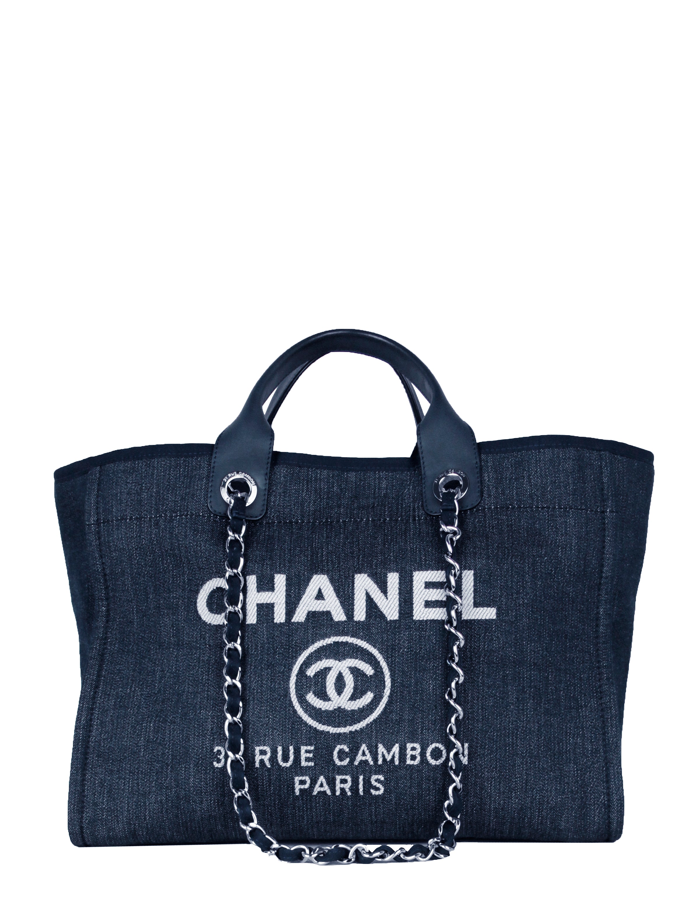 Chanel Dark Blue Denim Medium Deauville Tote Bag