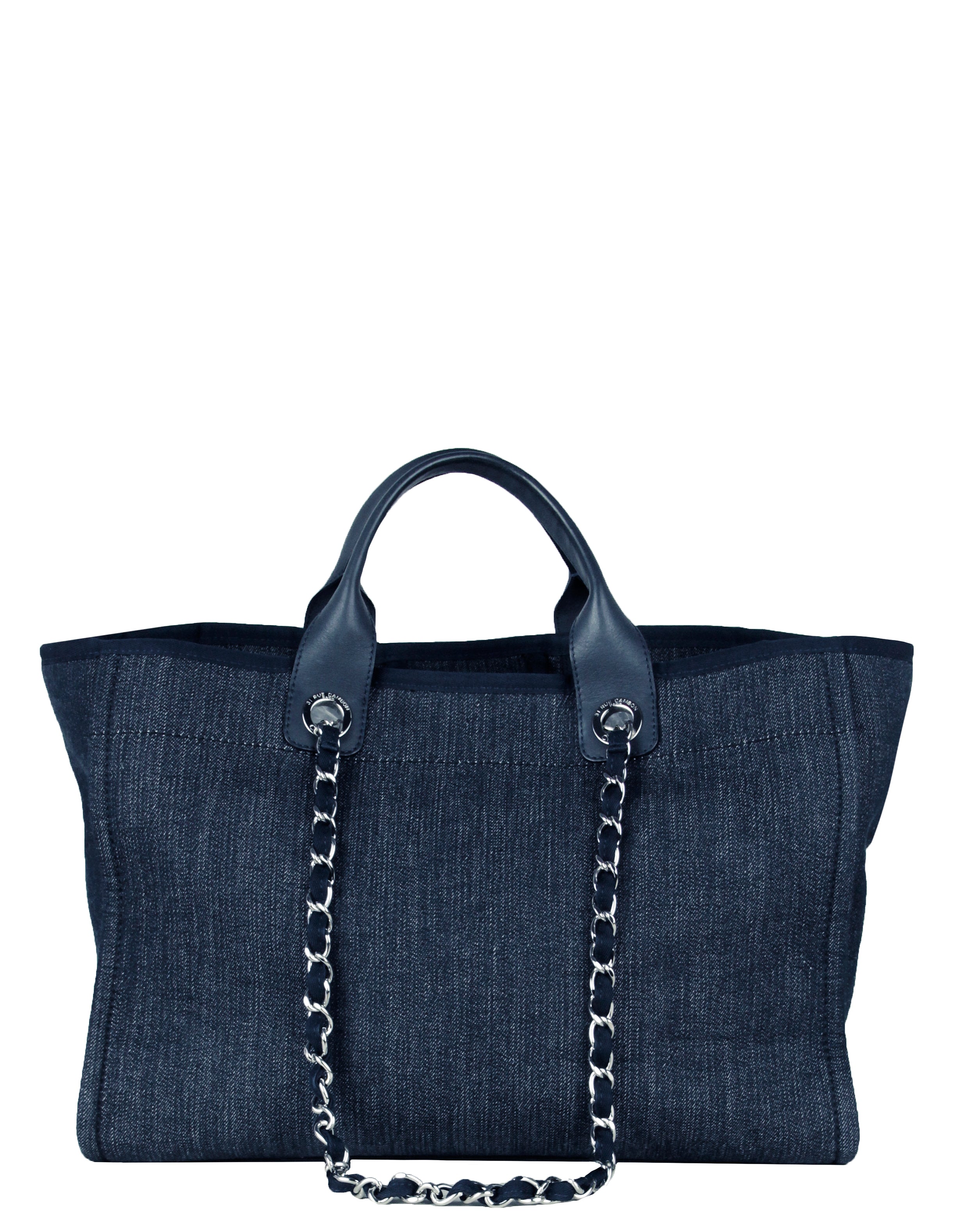 Chanel Dark Blue Denim Medium Deauville Tote Bag