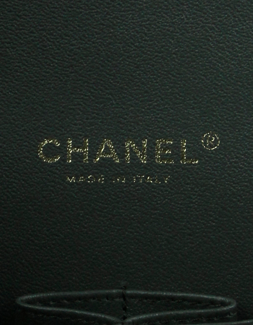 Chanel Dark Green Caviar Leather Double Flap Maxi Bag