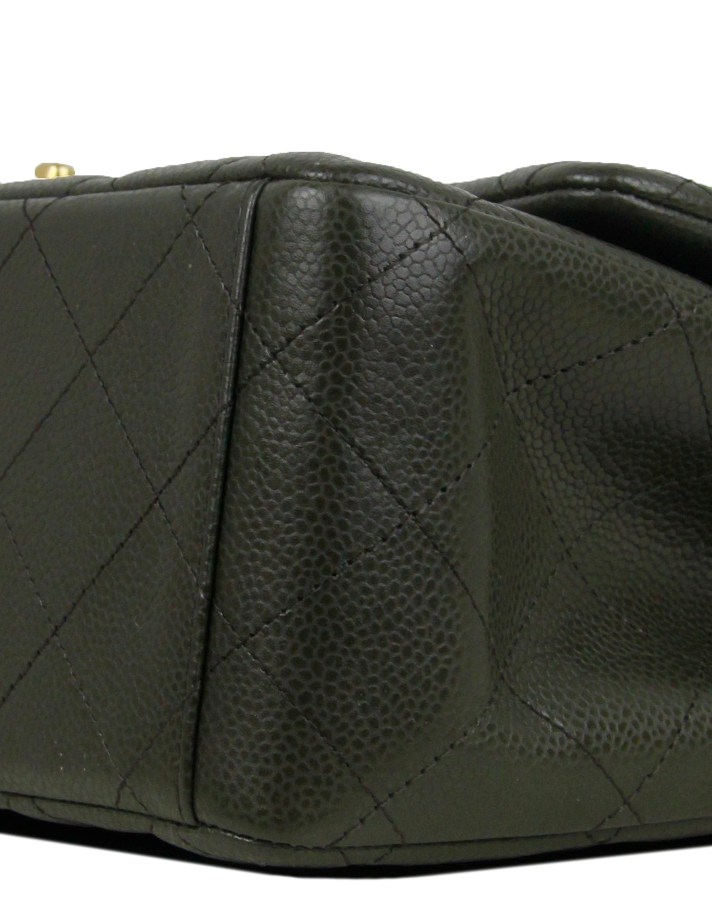 Chanel Dark Green Caviar Leather Double Flap Maxi Bag