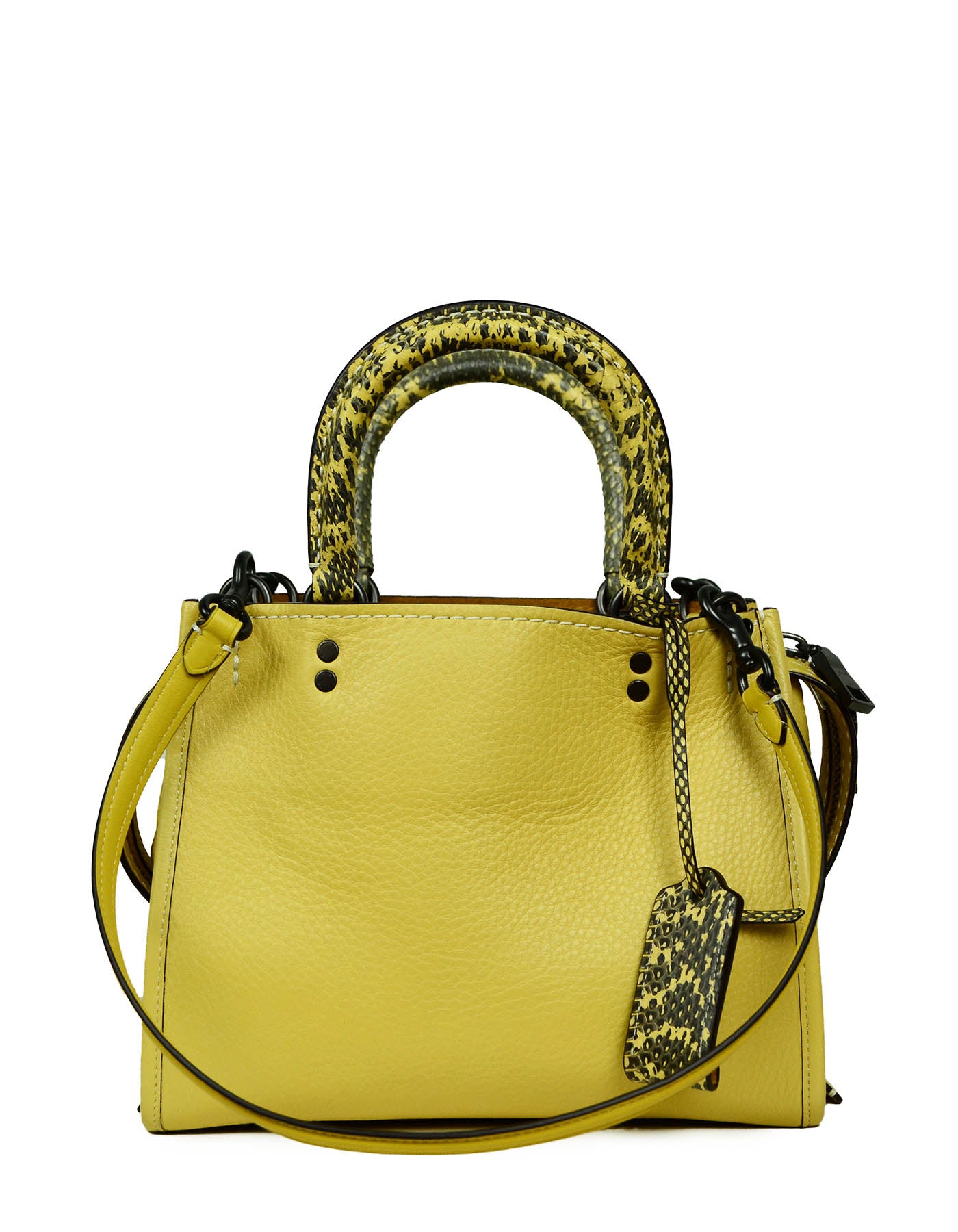 Coach Yellow Leather Rogue 25 Handbag w Snake Trim