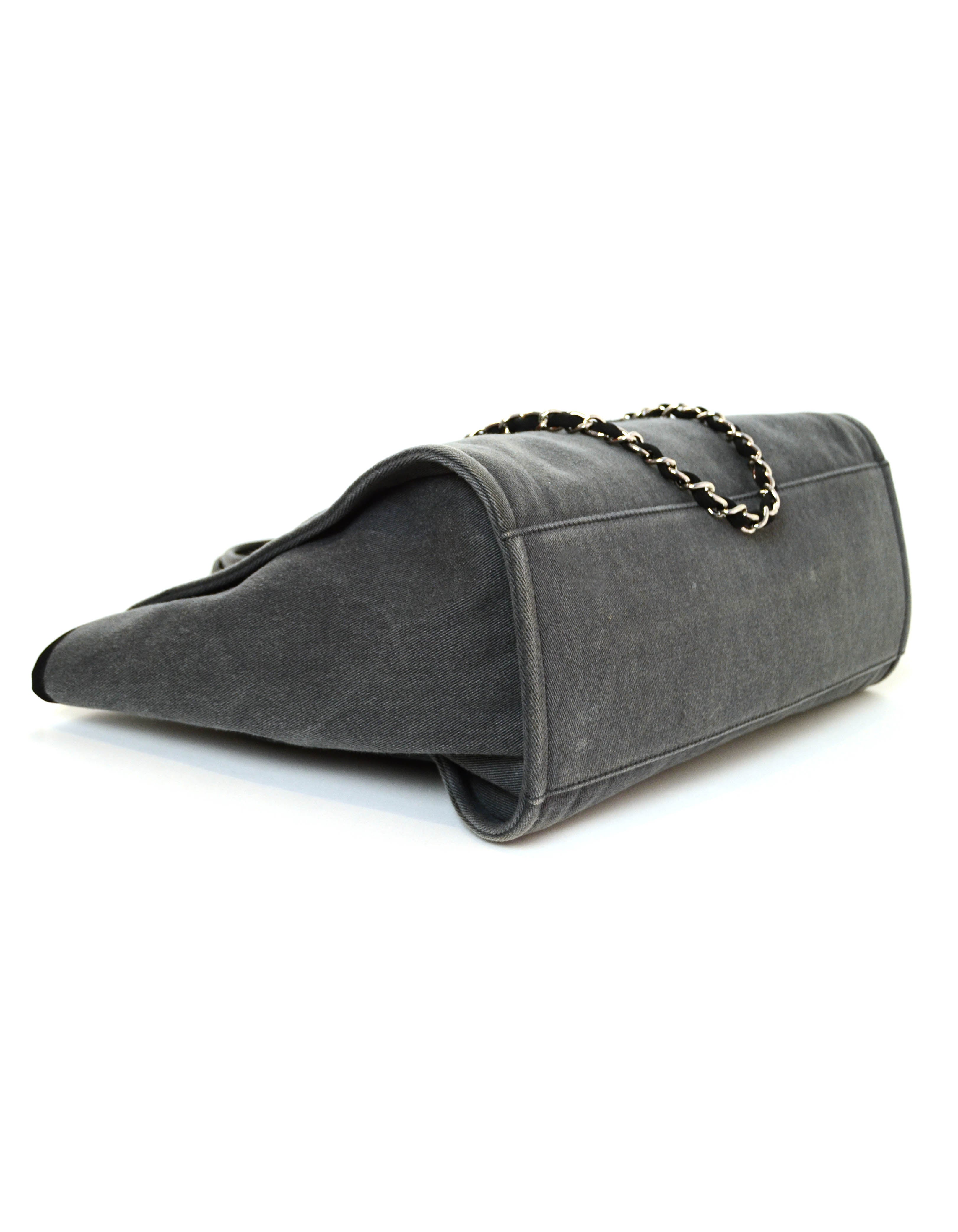 Chanel Black Denim Large Sequins Deauville Tote Bag