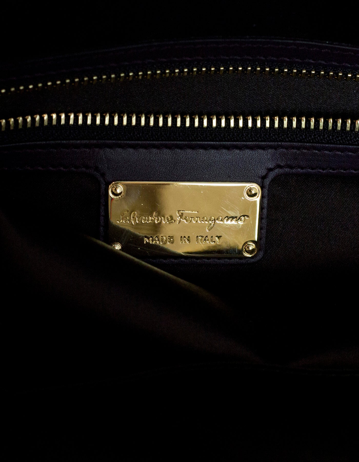 Salvatore Ferragamo Plum Leather Medium Fiamma Bowler Bag