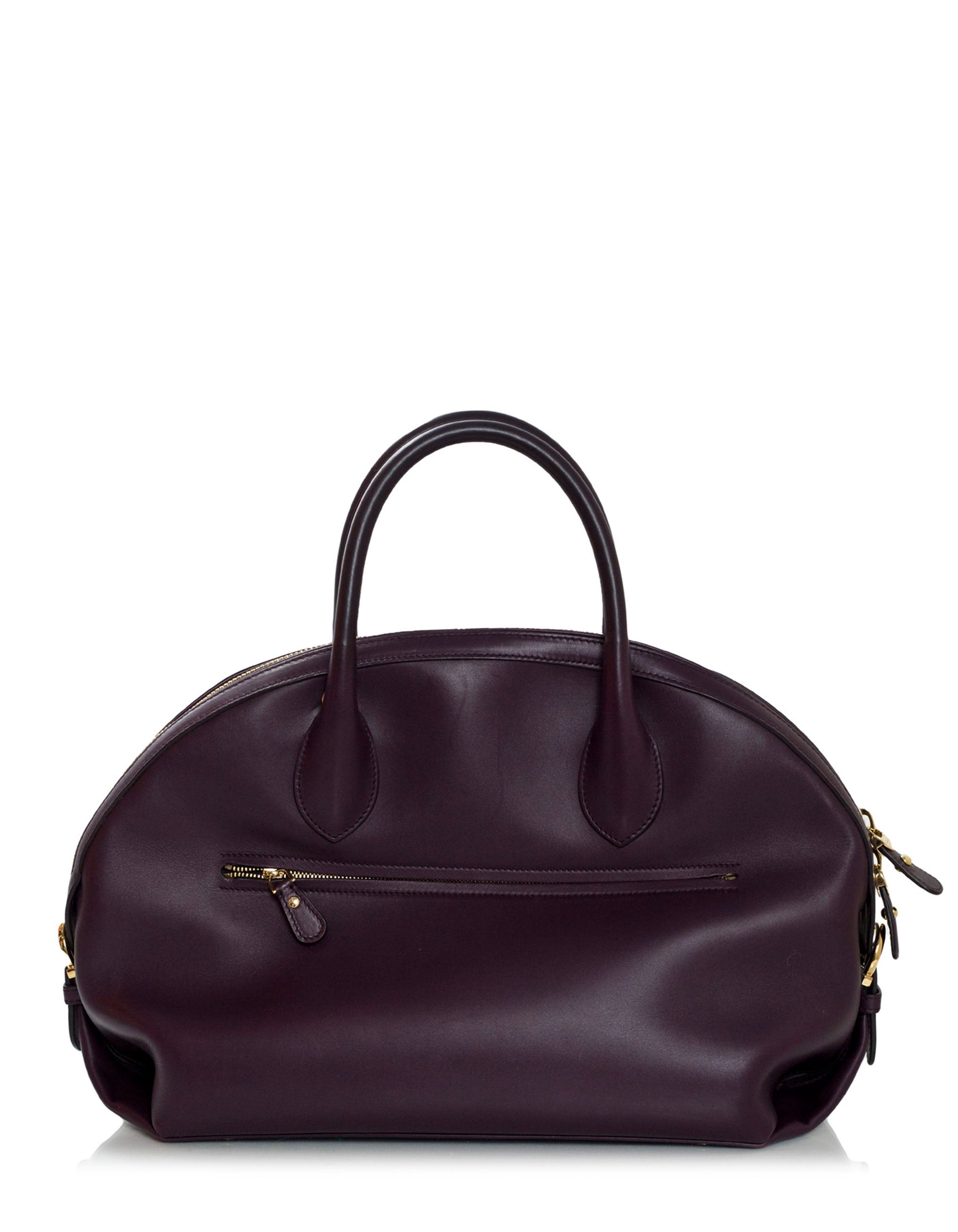 Salvatore Ferragamo Plum Leather Medium Fiamma Bowler Bag