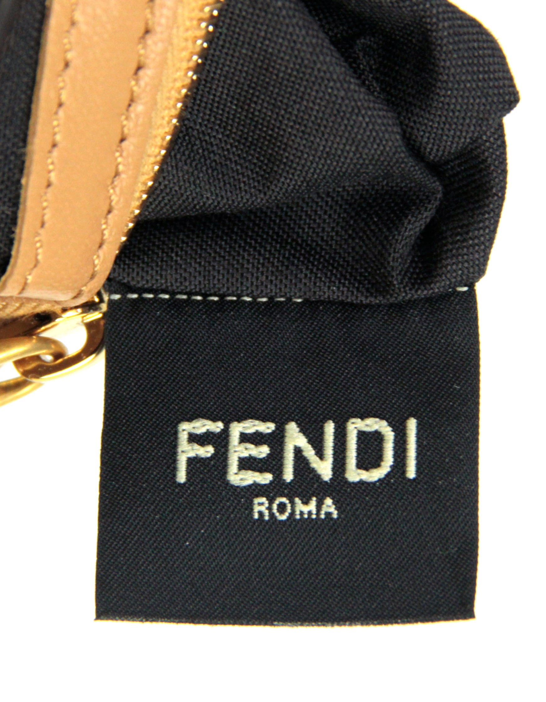 Fendi NWT Beige Embossed Logo FF 1974 Large Baguette NM Bag w/ Two Straps