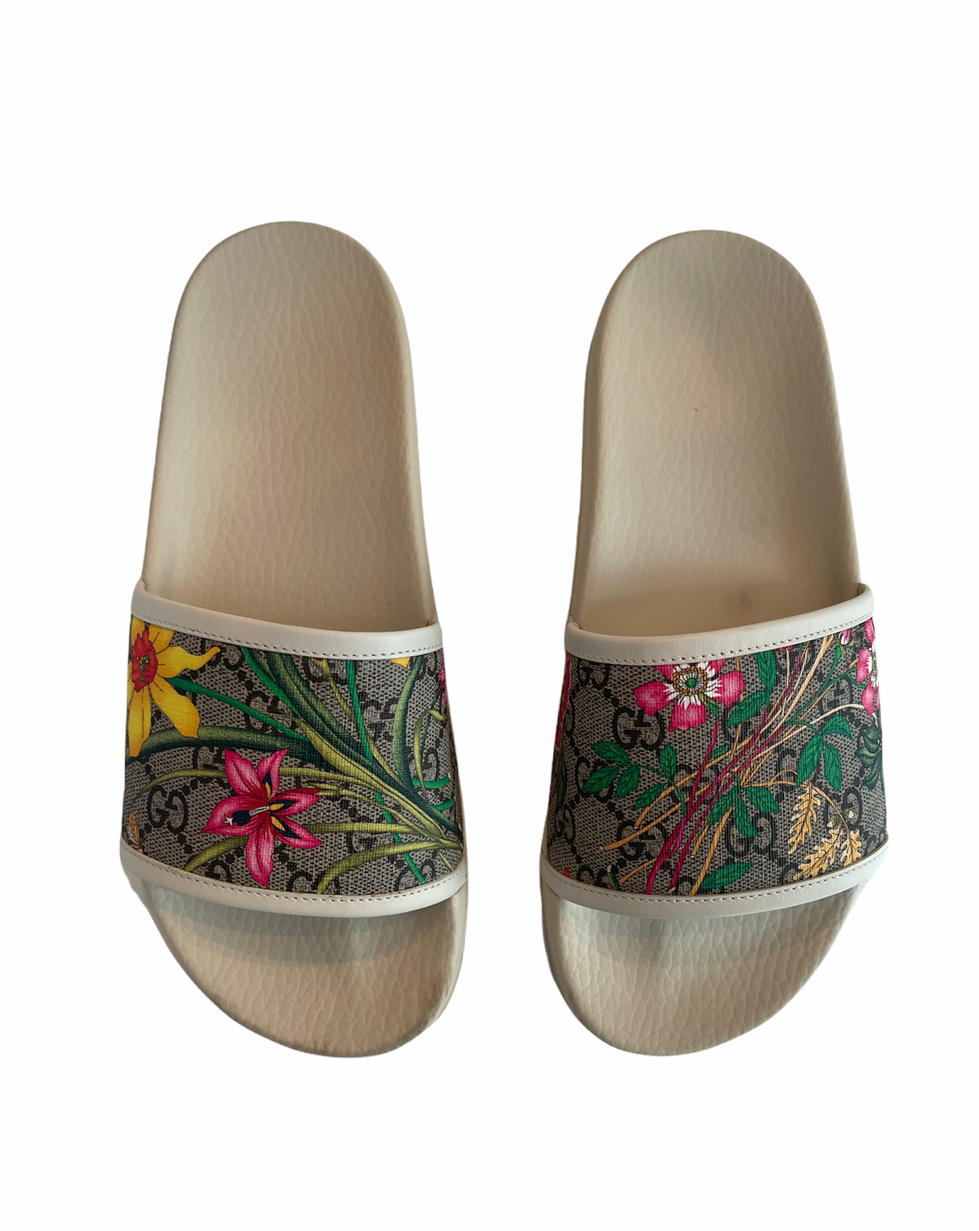 Gucci GG Supreme Floral Slide Sandals sz 39