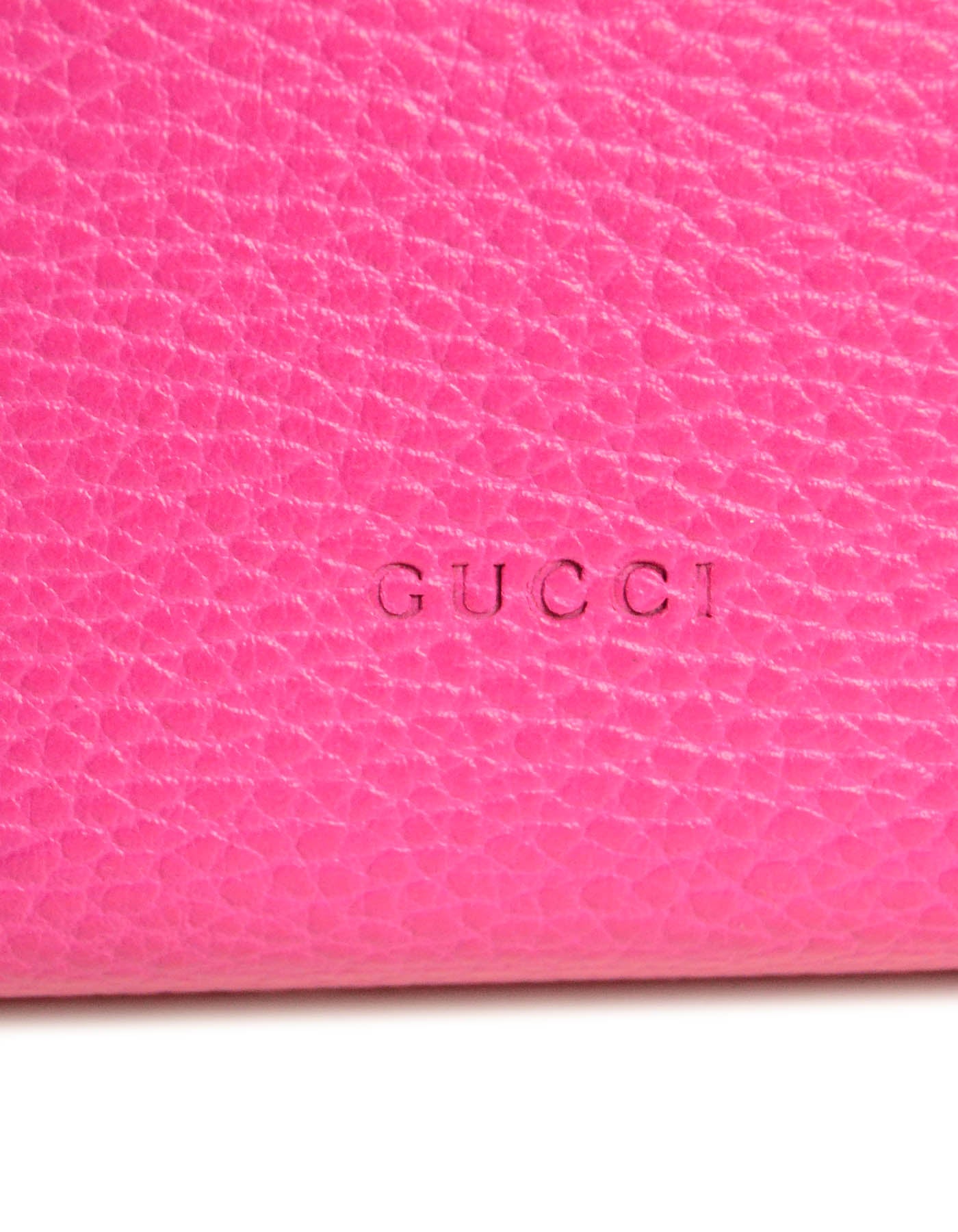 Gucci Pink Calfskin Leather Mini Dionysus Chain Wallet Crossbody Bag