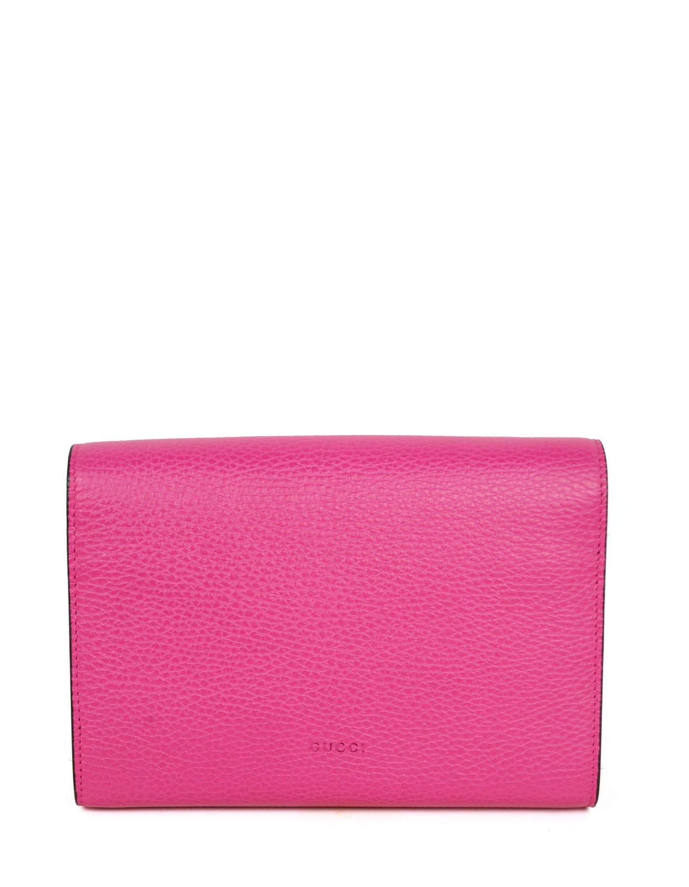 Gucci Pink Calfskin Leather Mini Dionysus Chain Wallet Crossbody Bag