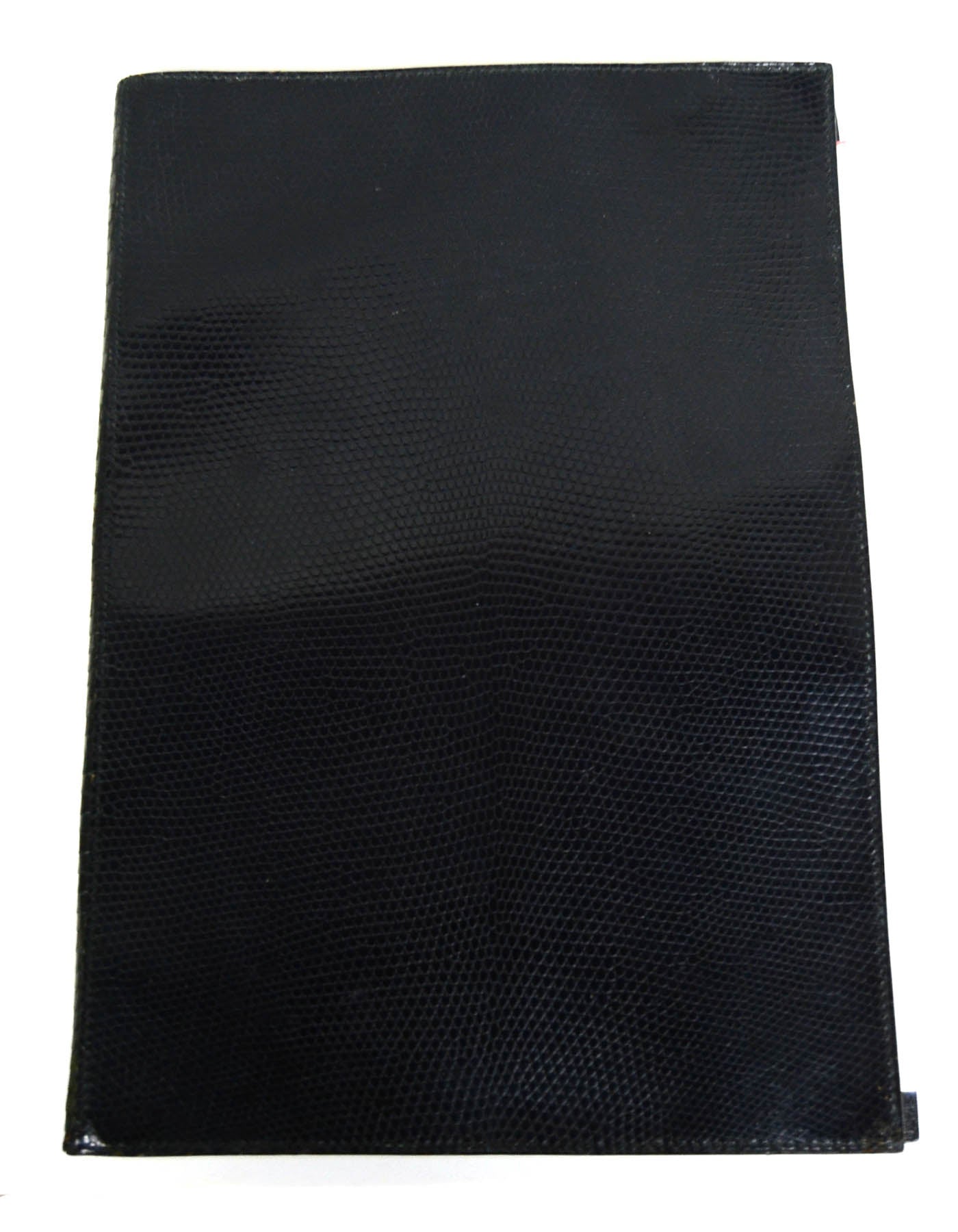 Hermes Vintage Black Lizard GM Notebook Cover