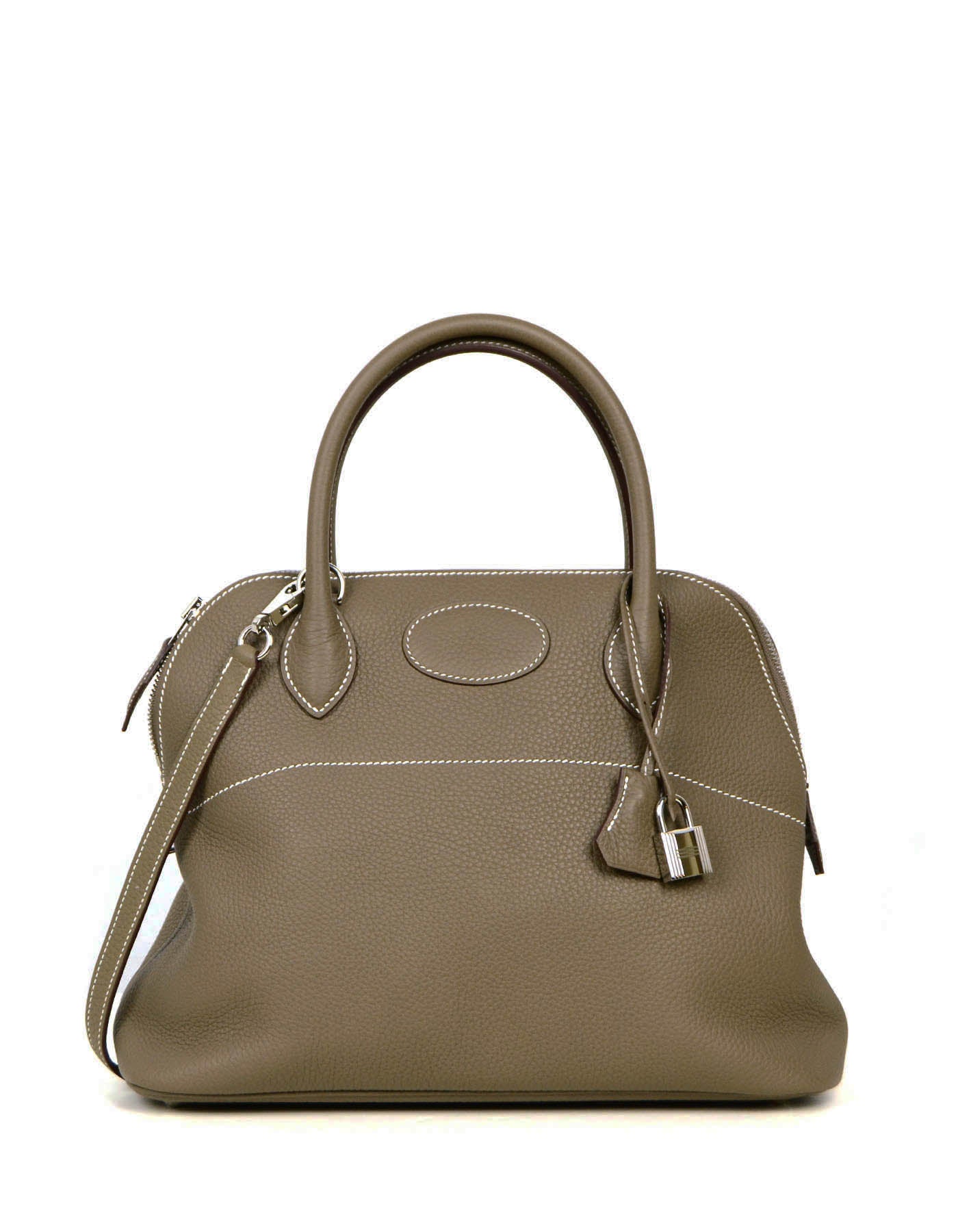 Hermes Etoupe Grey Clemence Leather 31cm Bolide Bag rt. $8,300