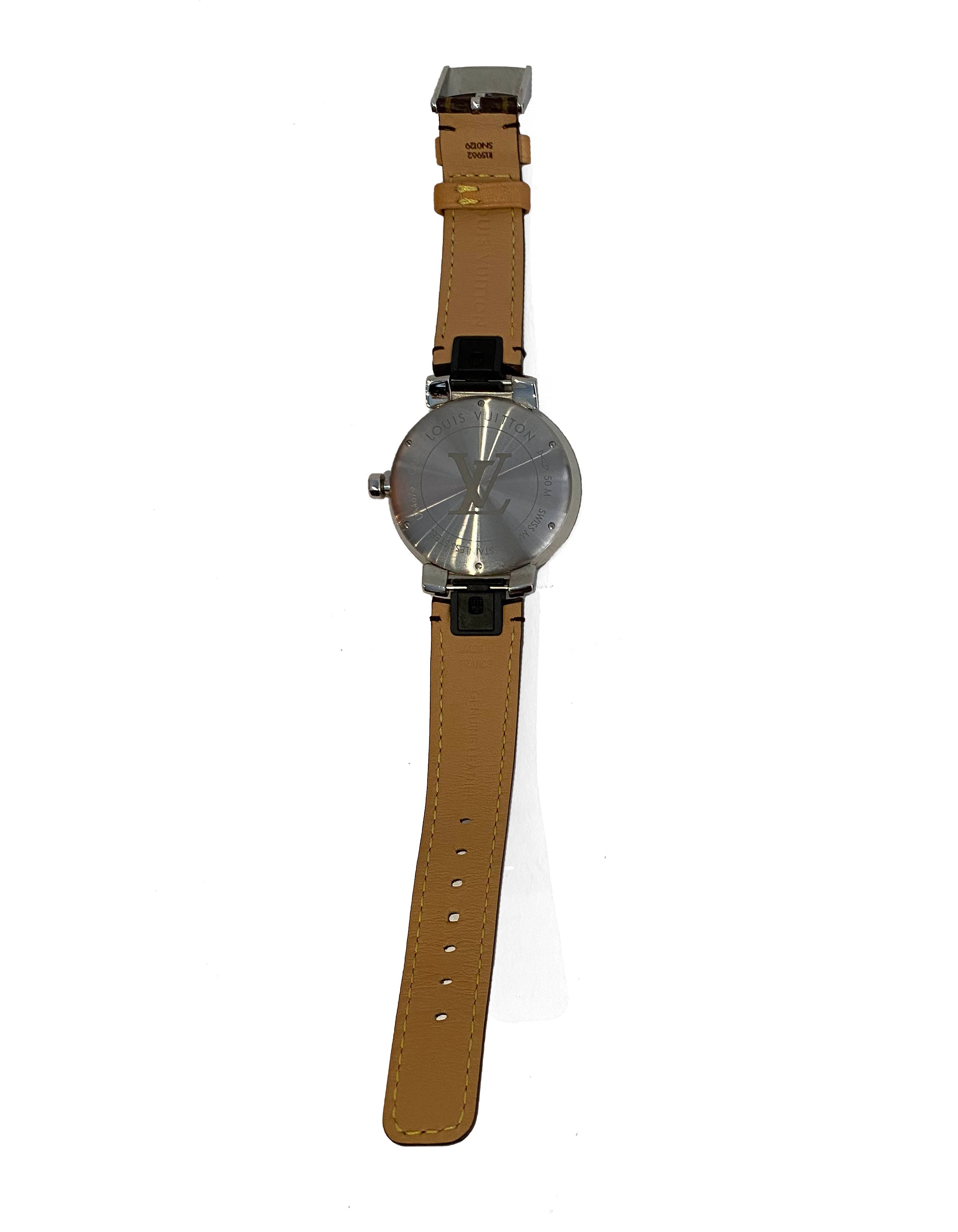 Louis Vuitton Tambour Slim Monogram Macassar 39 Watch