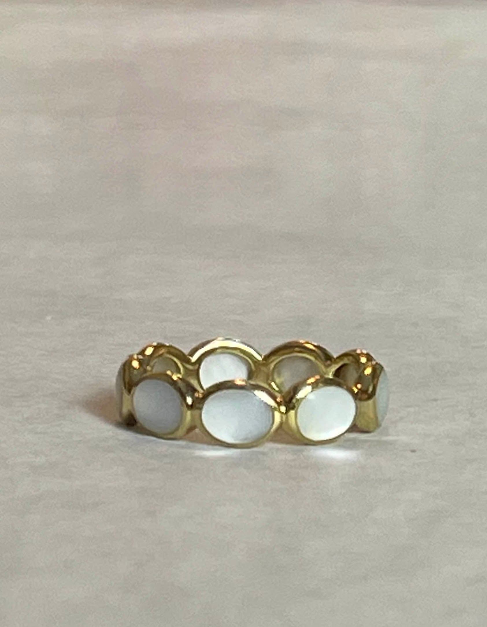 Ippolita 18k Yellow Gold & Mother of Pearl Rock Candy Eternity Band Ring sz 5.5