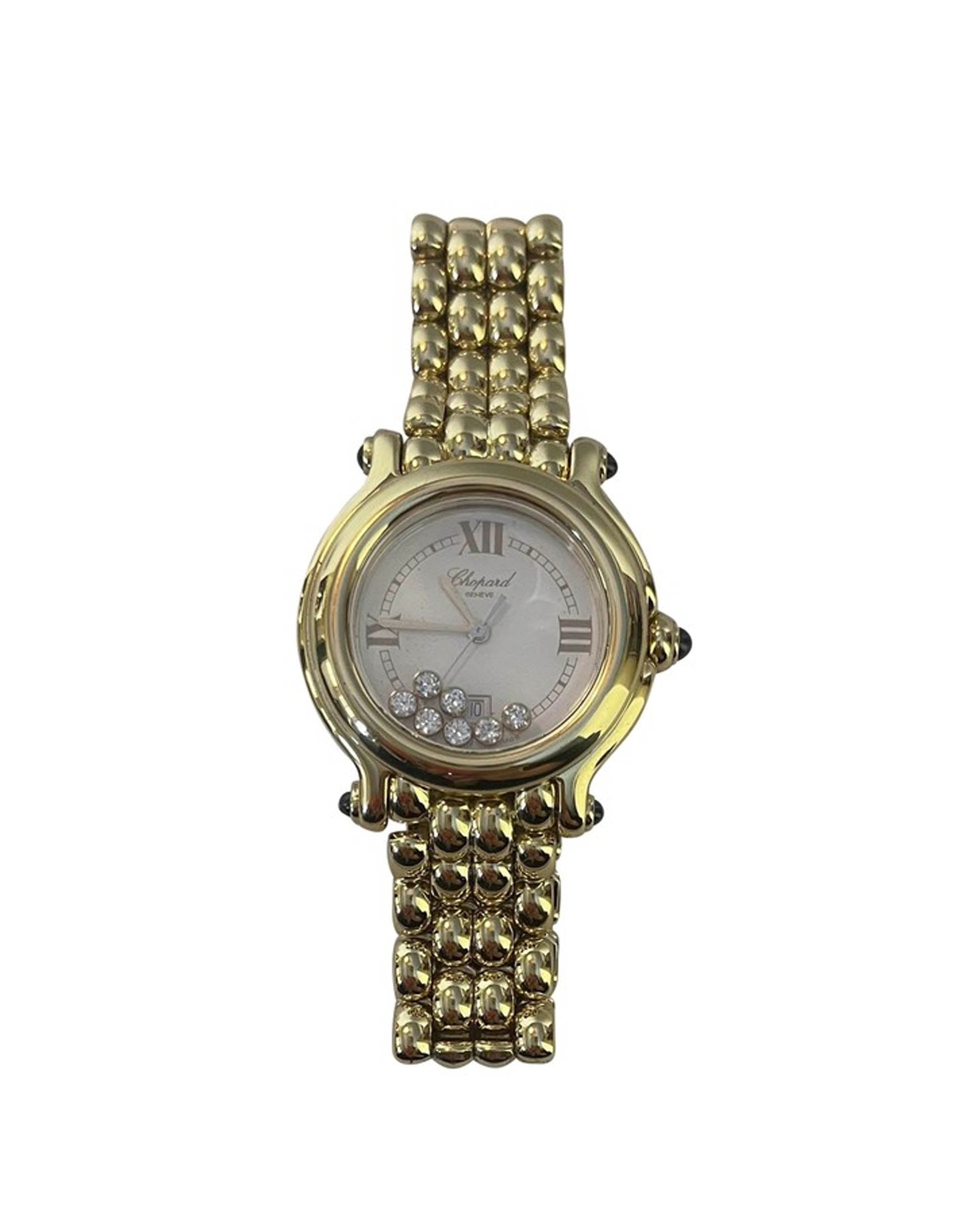 Chopard 18k Gold 32mm Happy Sport Watch w/ 7 Diamonds