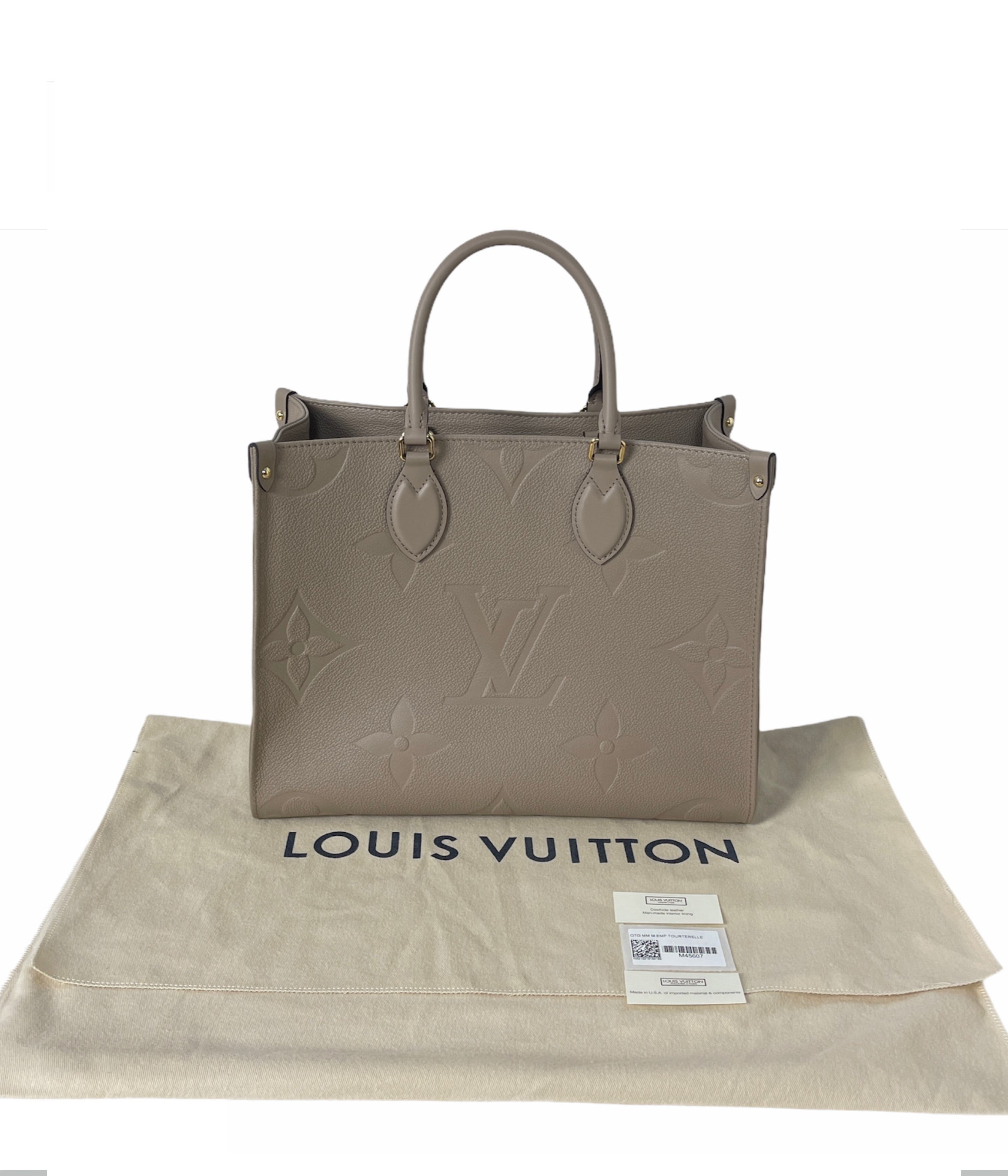 Louis Vuitton Beige Tourterelle Monogram Empreinte Onthego MM Tote Bag