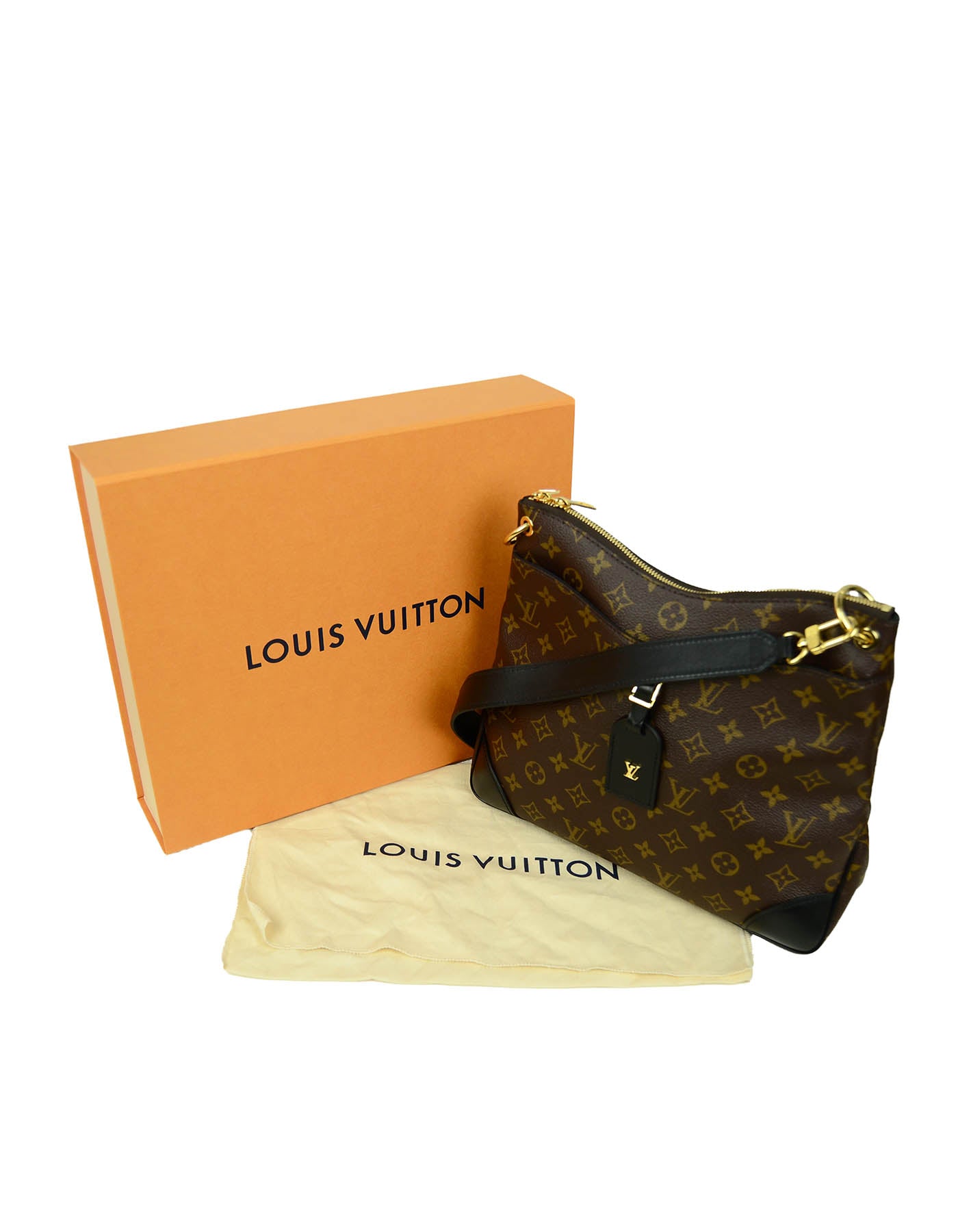 Louis Vuitton Monogram/Black Leather Odeon MM Messenger Bag