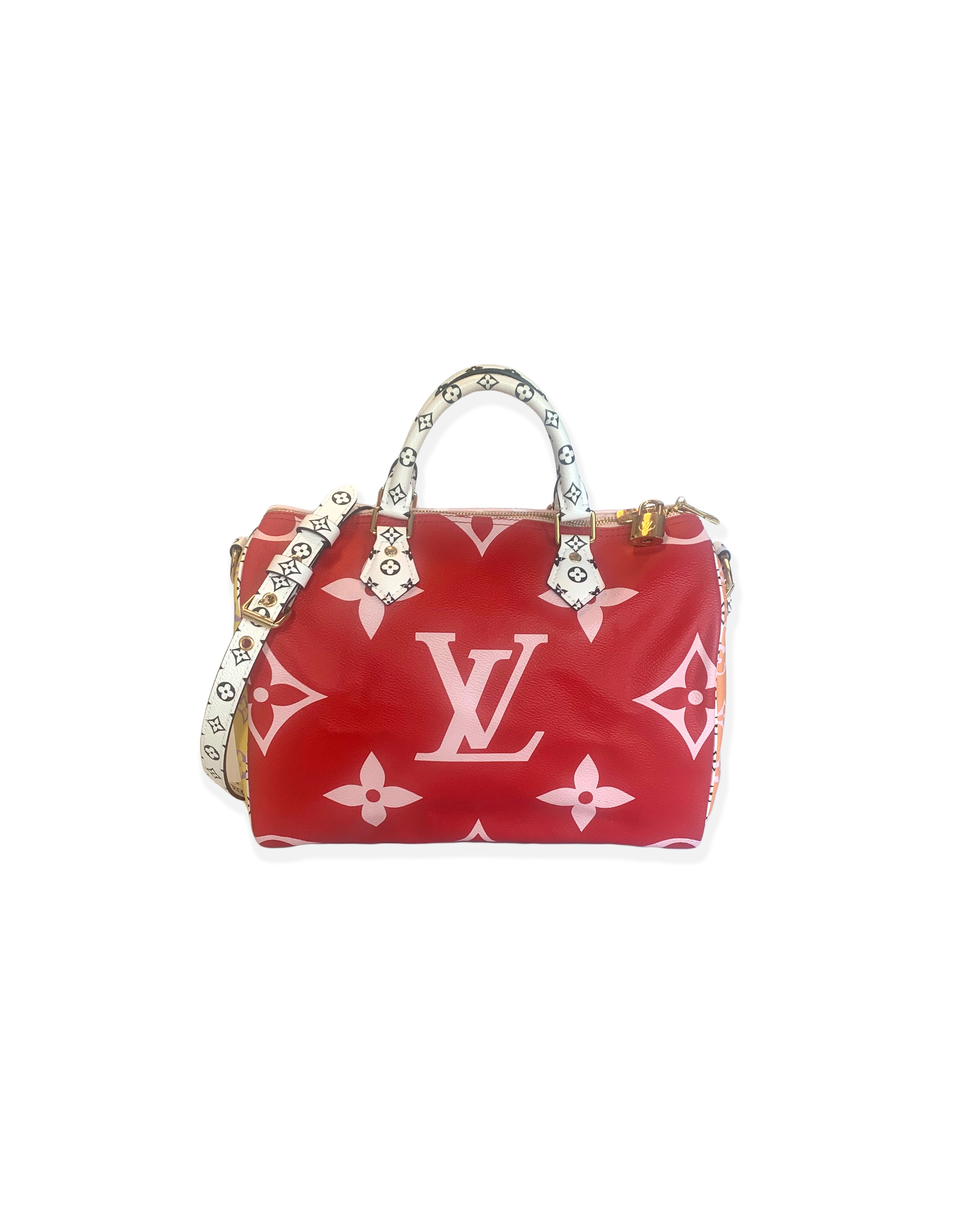 Louis Vuitton Pink & Red Monogram Giant Speedy Bandouliere 30