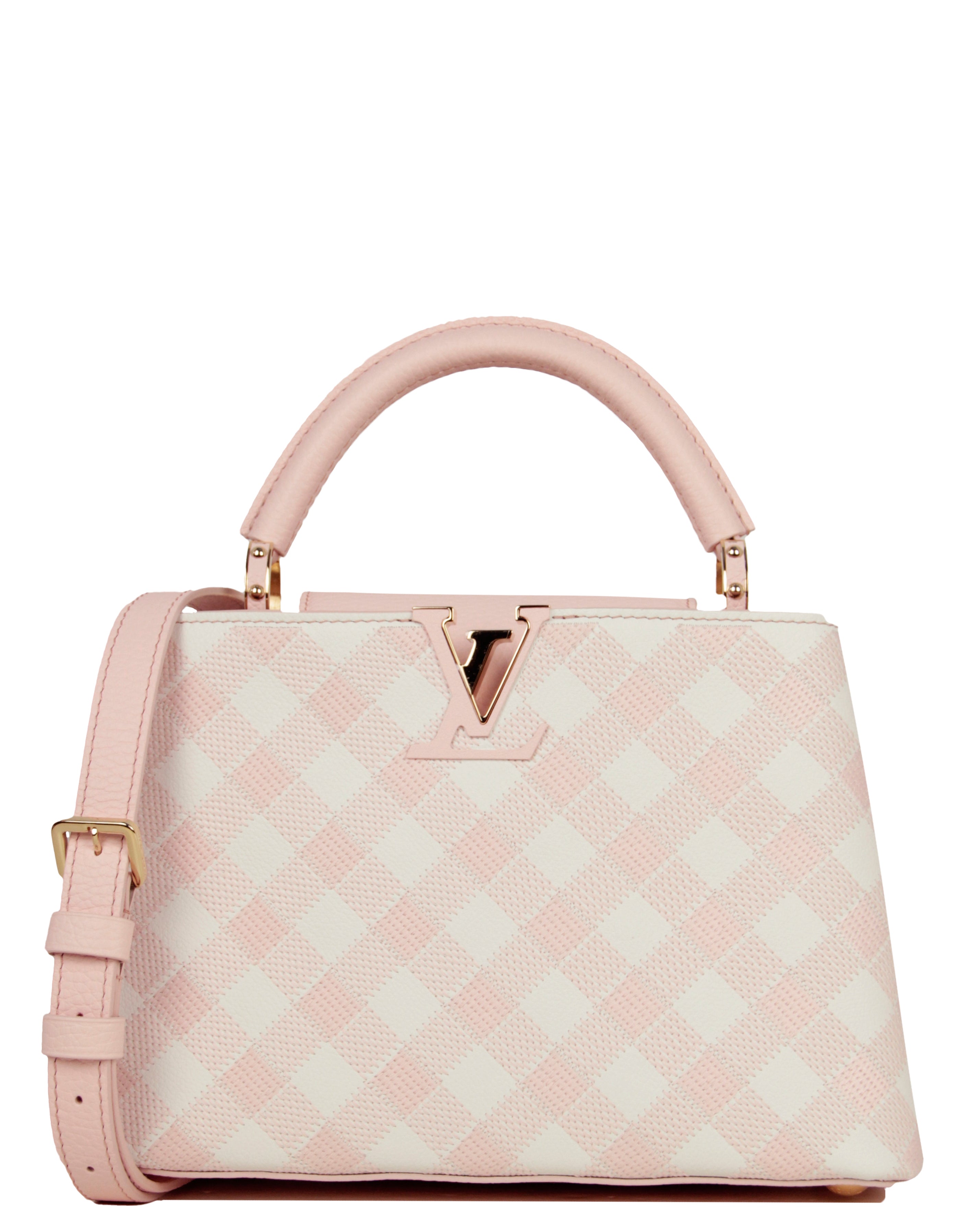 Louis Vuitton Light Pink Taurillon Embroidered Vichy Capucines BB Bag