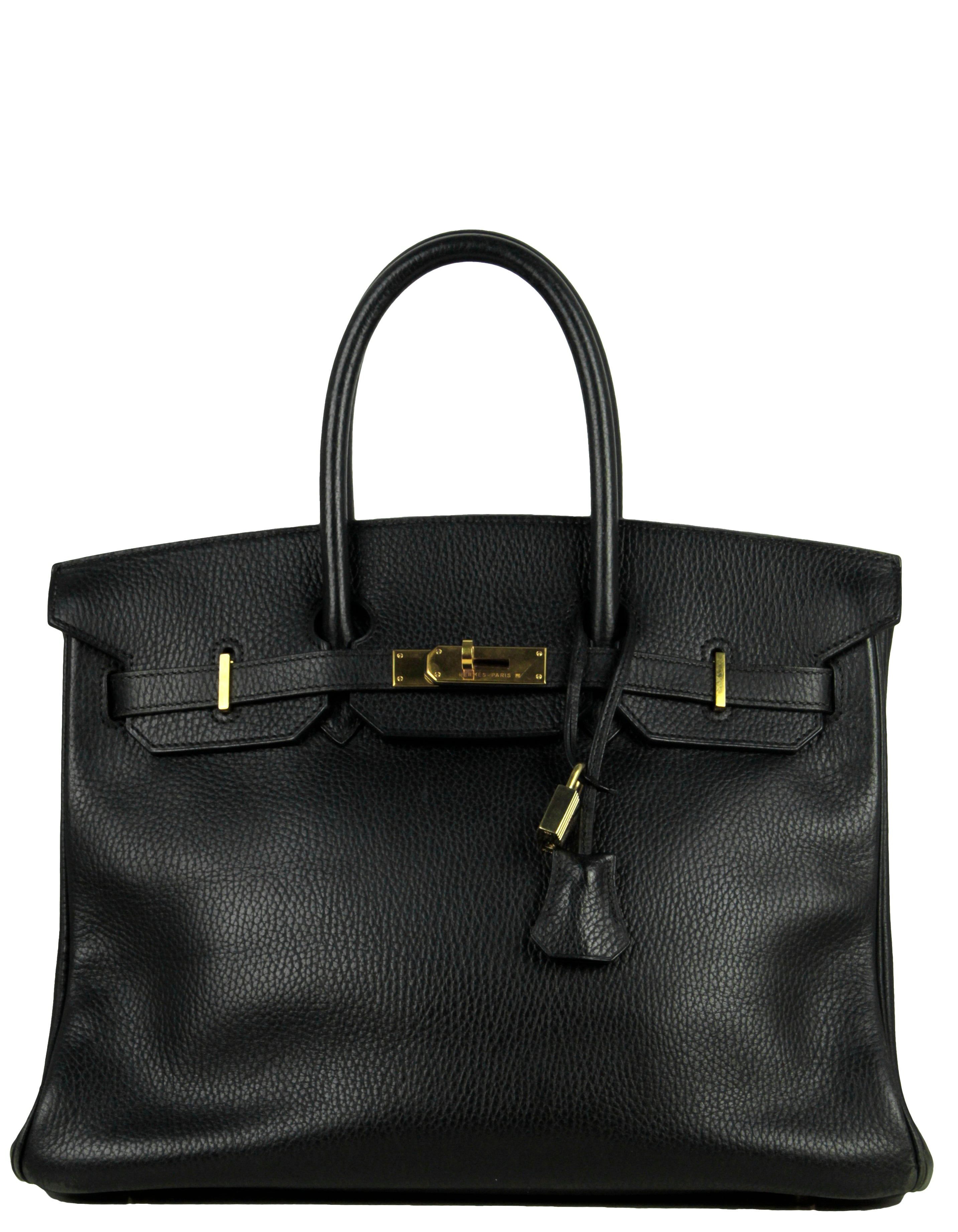 Hermes Black Clemence Leather 35cm Birkin Bag GHW
