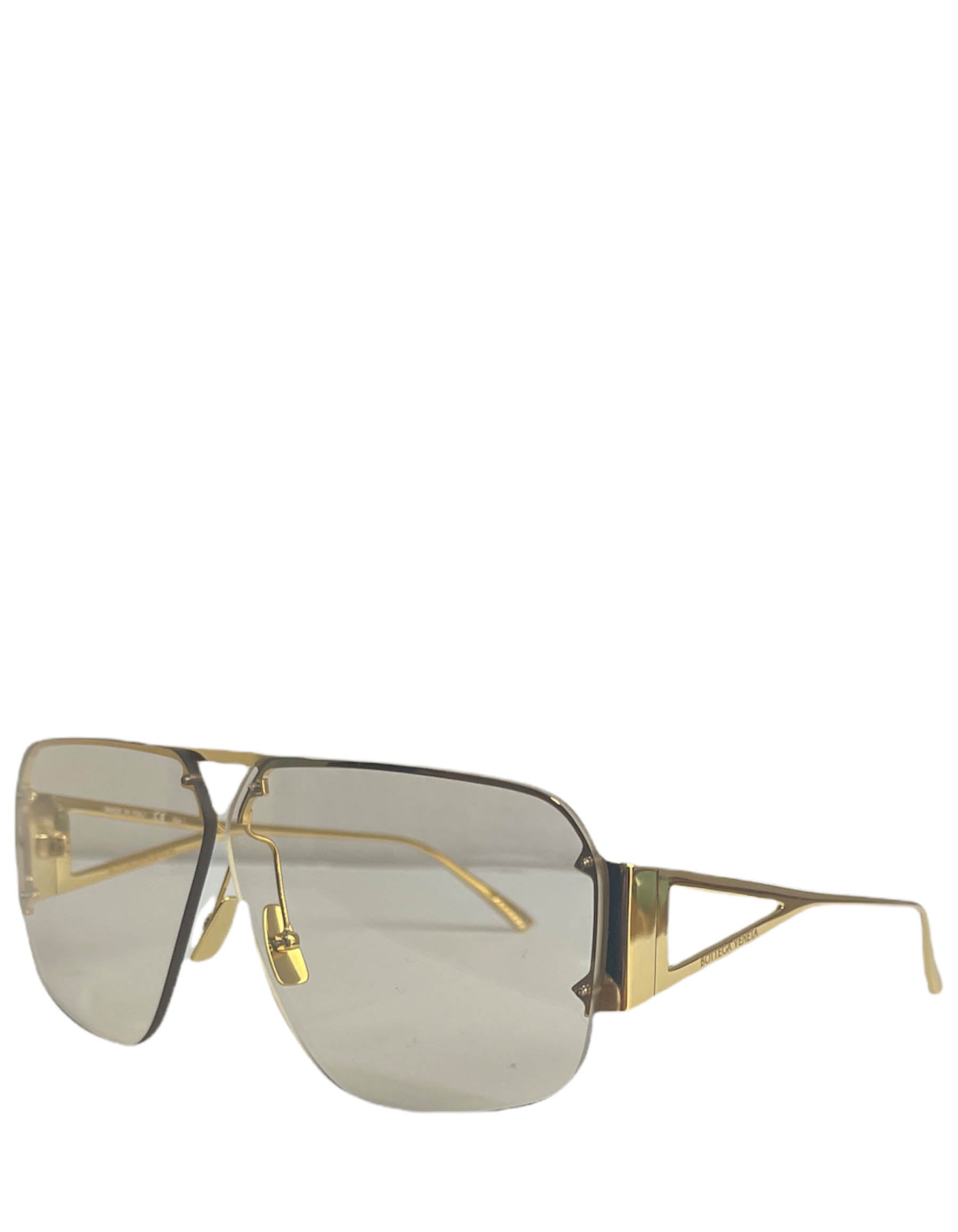 Bottega Veneta Unisex Gold Aviator-Style Sunglasses