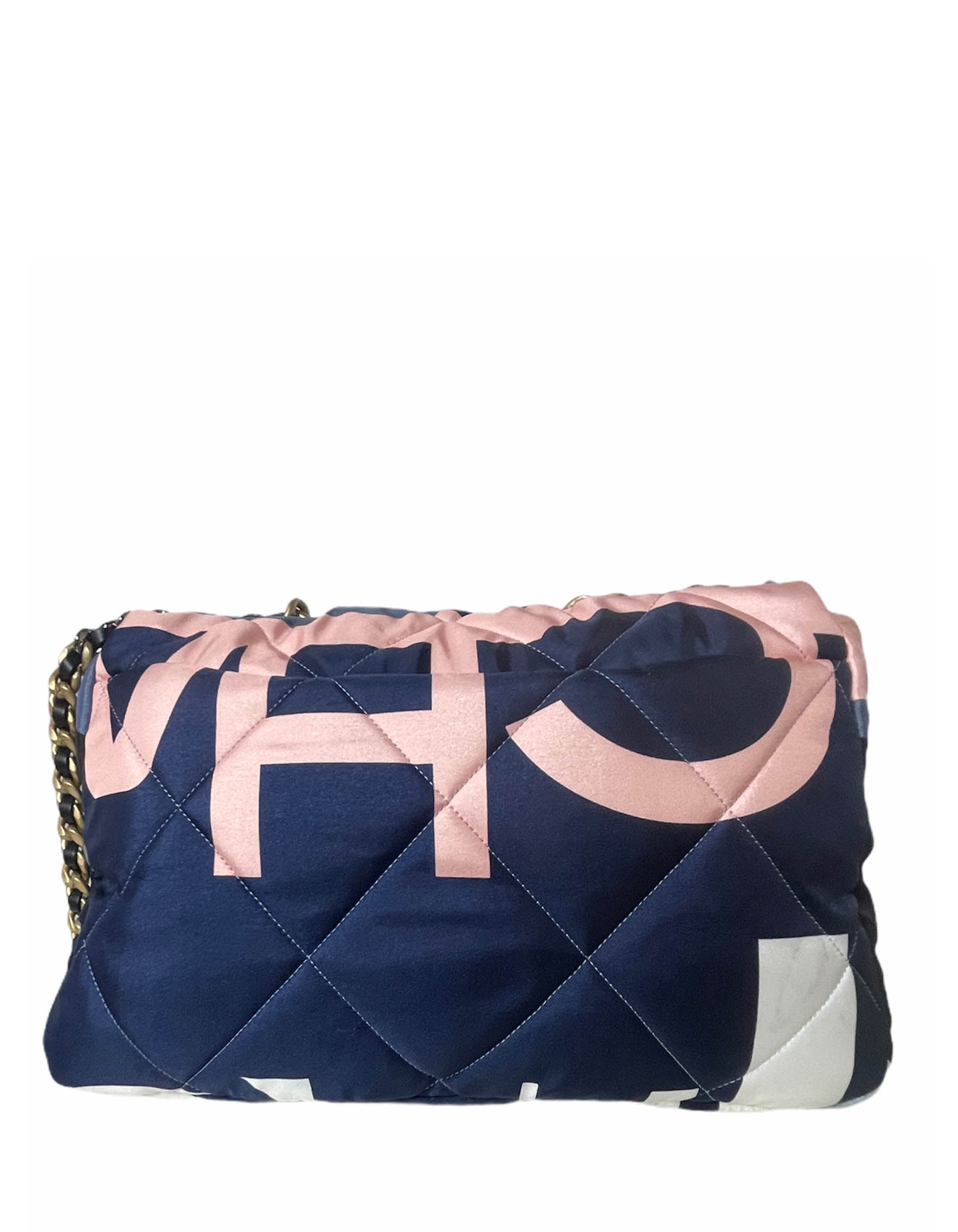 Chanel Blue/White/Black Maxi Scarf Chanel 19 Flap Bag