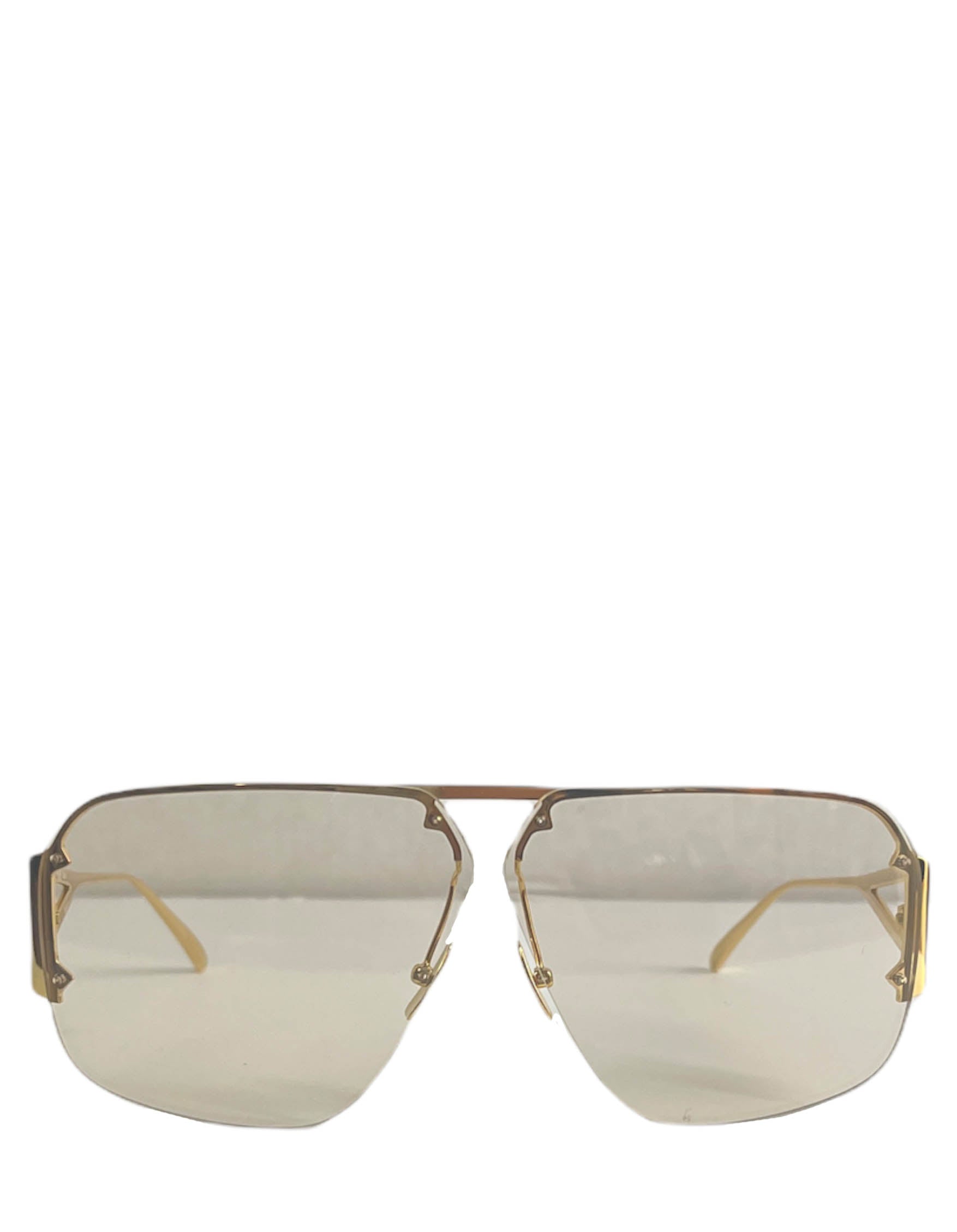 Bottega Veneta Unisex Gold Aviator-Style Sunglasses