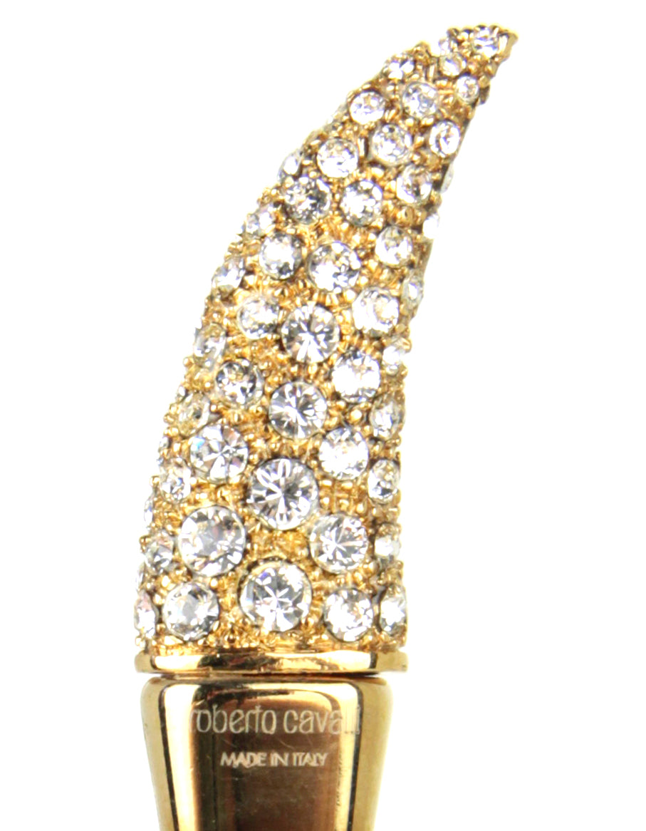 Roberto Cavalli Gold Snake Belt with Crystal Detail sz L