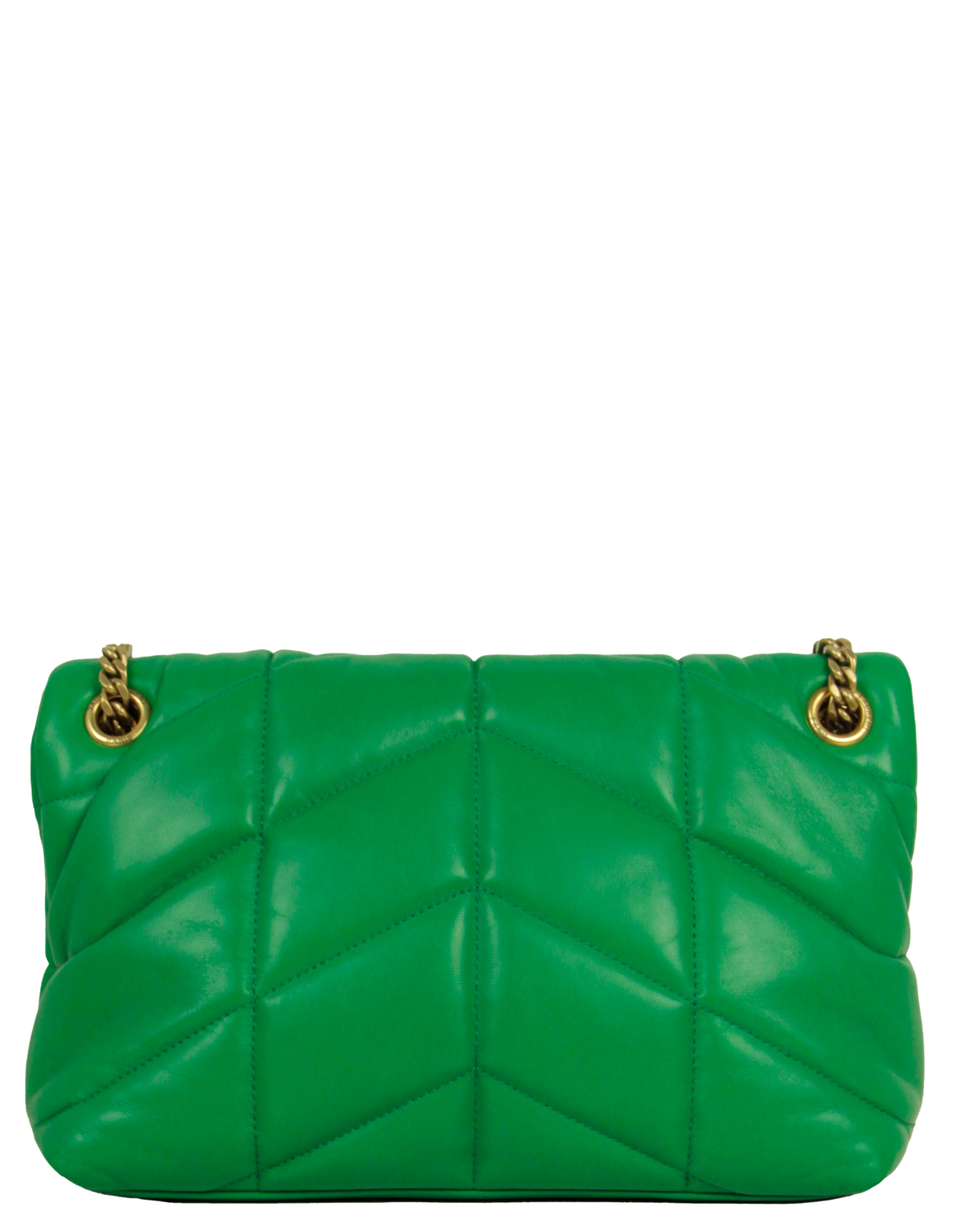 Saint Laurent Vert Praire Green Leather Small Loulou Puffer Bag