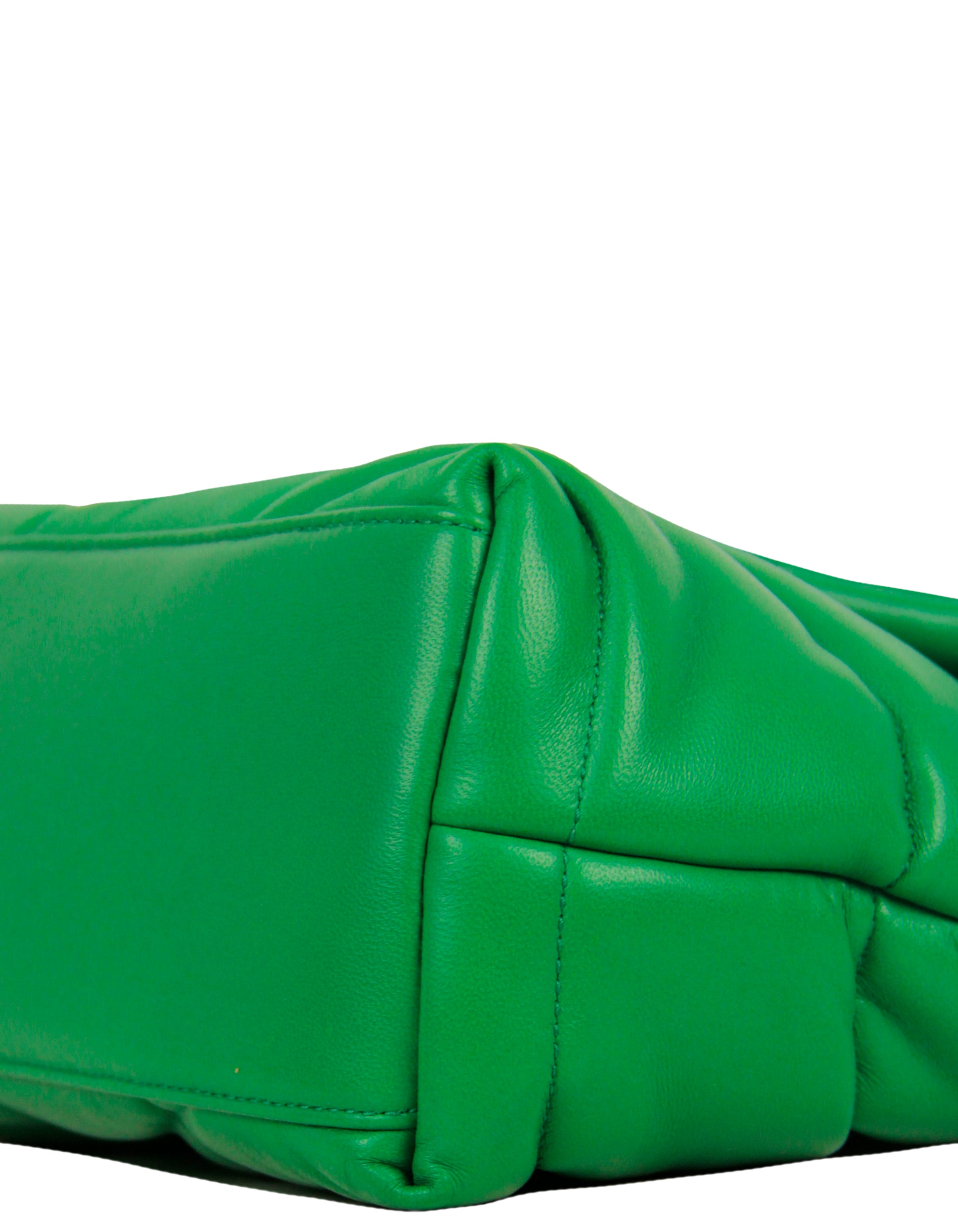 Saint Laurent Vert Praire Green Leather Small Loulou Puffer Bag