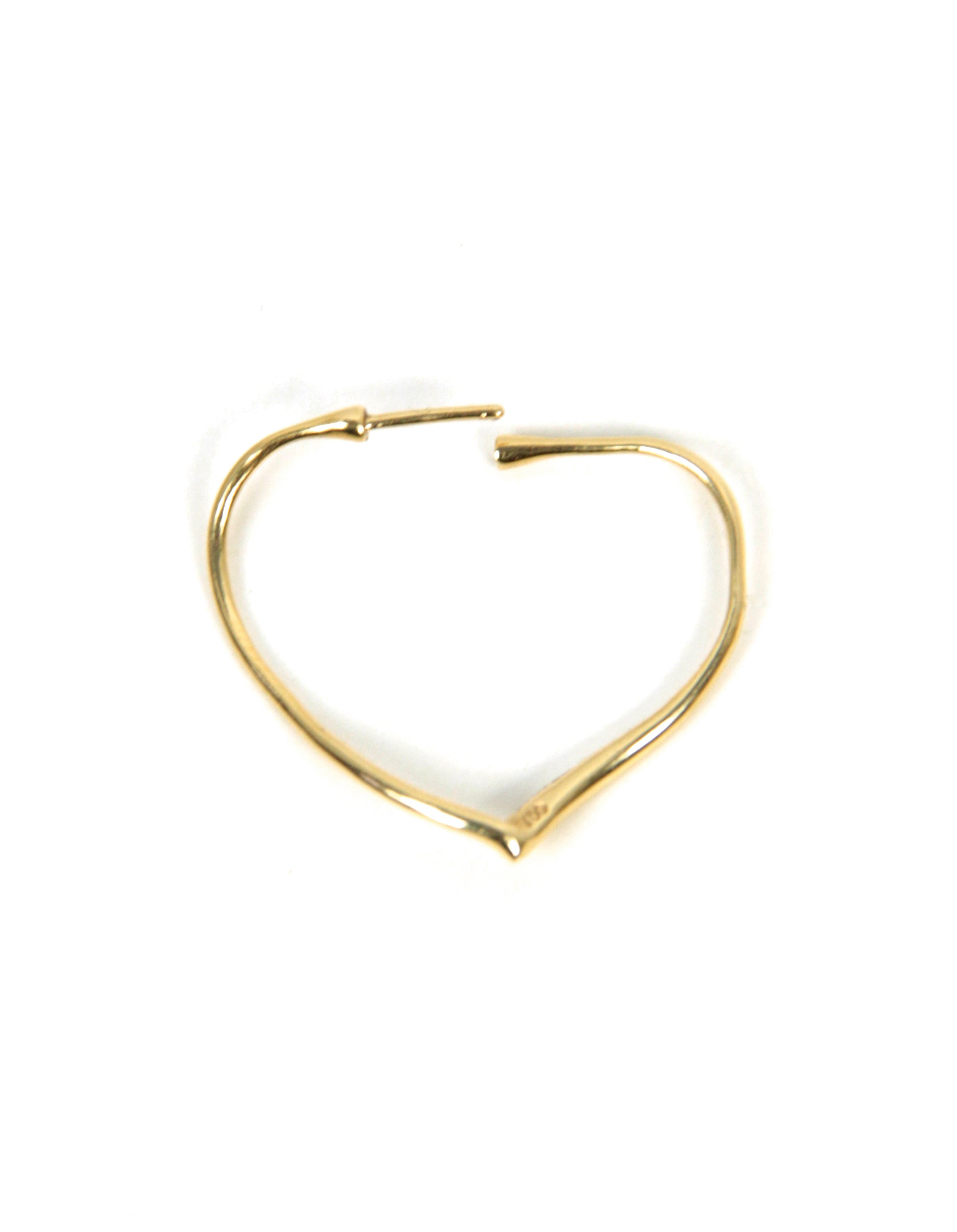 Tiffany & Co 18K Gold Peretti Small Open Heart Hoop Earrings