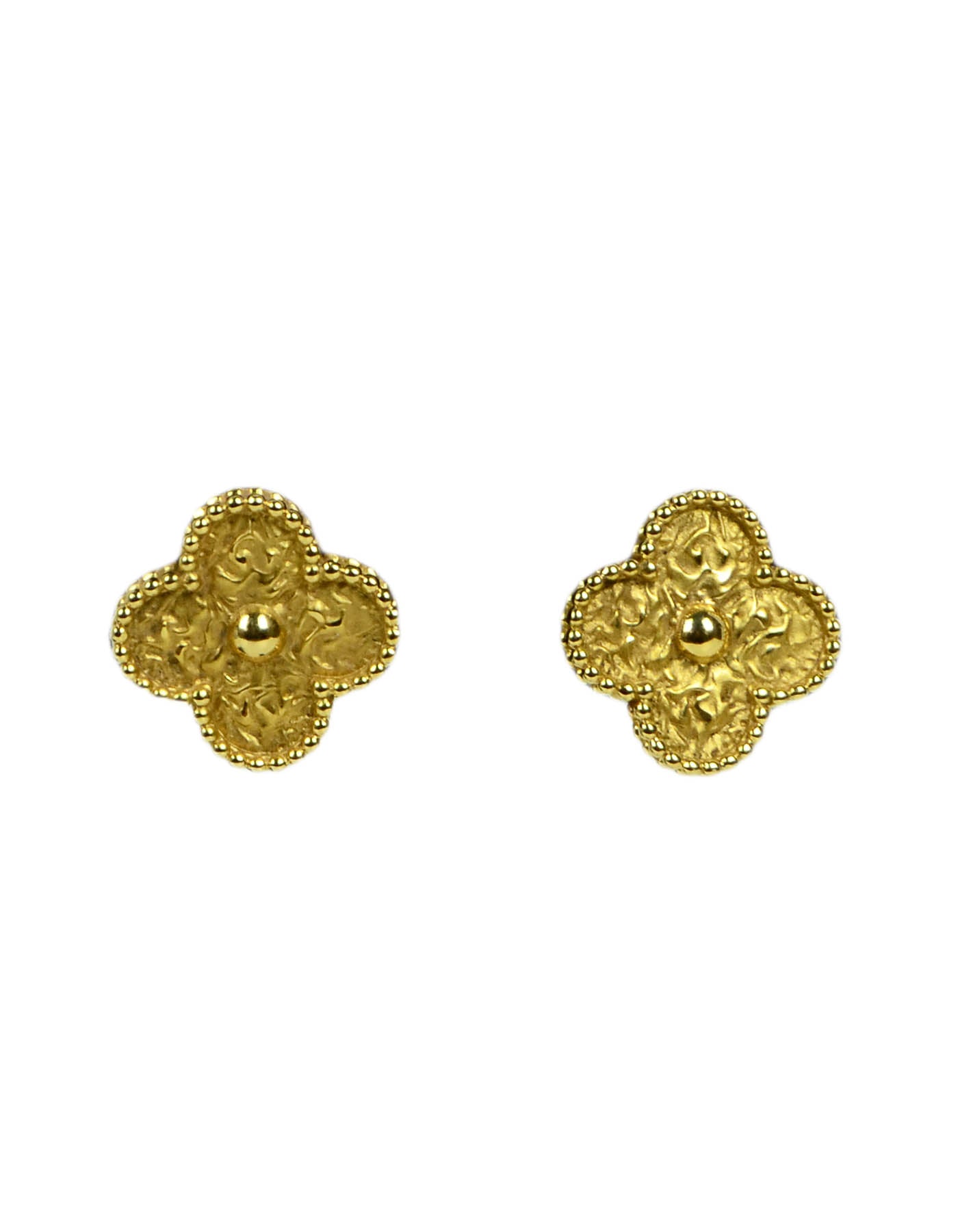 Van Cleef & Arples 18K Yellow Gold Vintage Alhambra Earrings