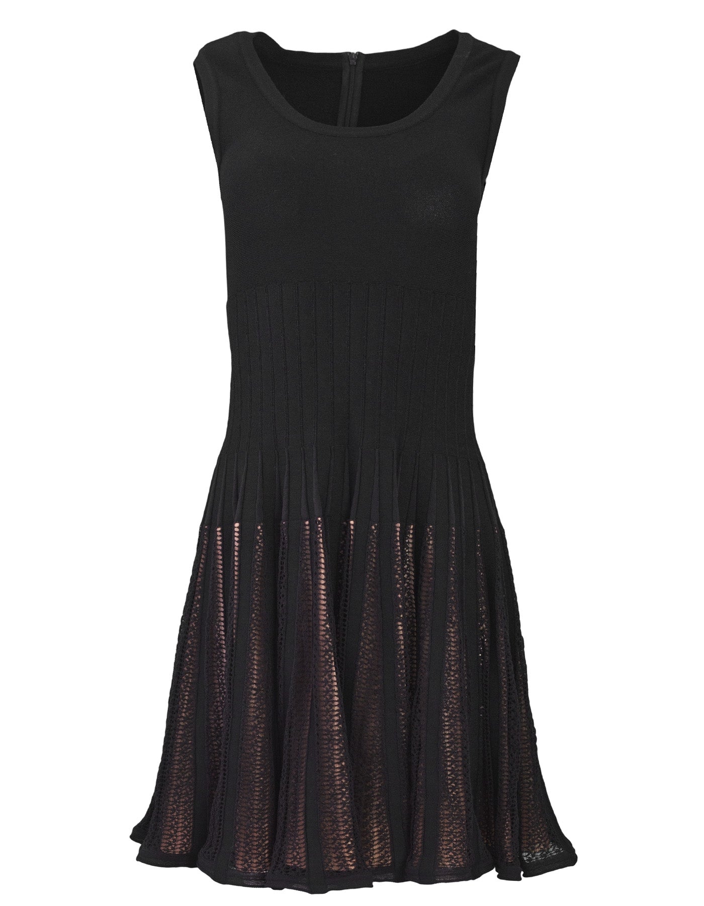 Alaia Black Skater Dress with Nude Underlay sz FR40