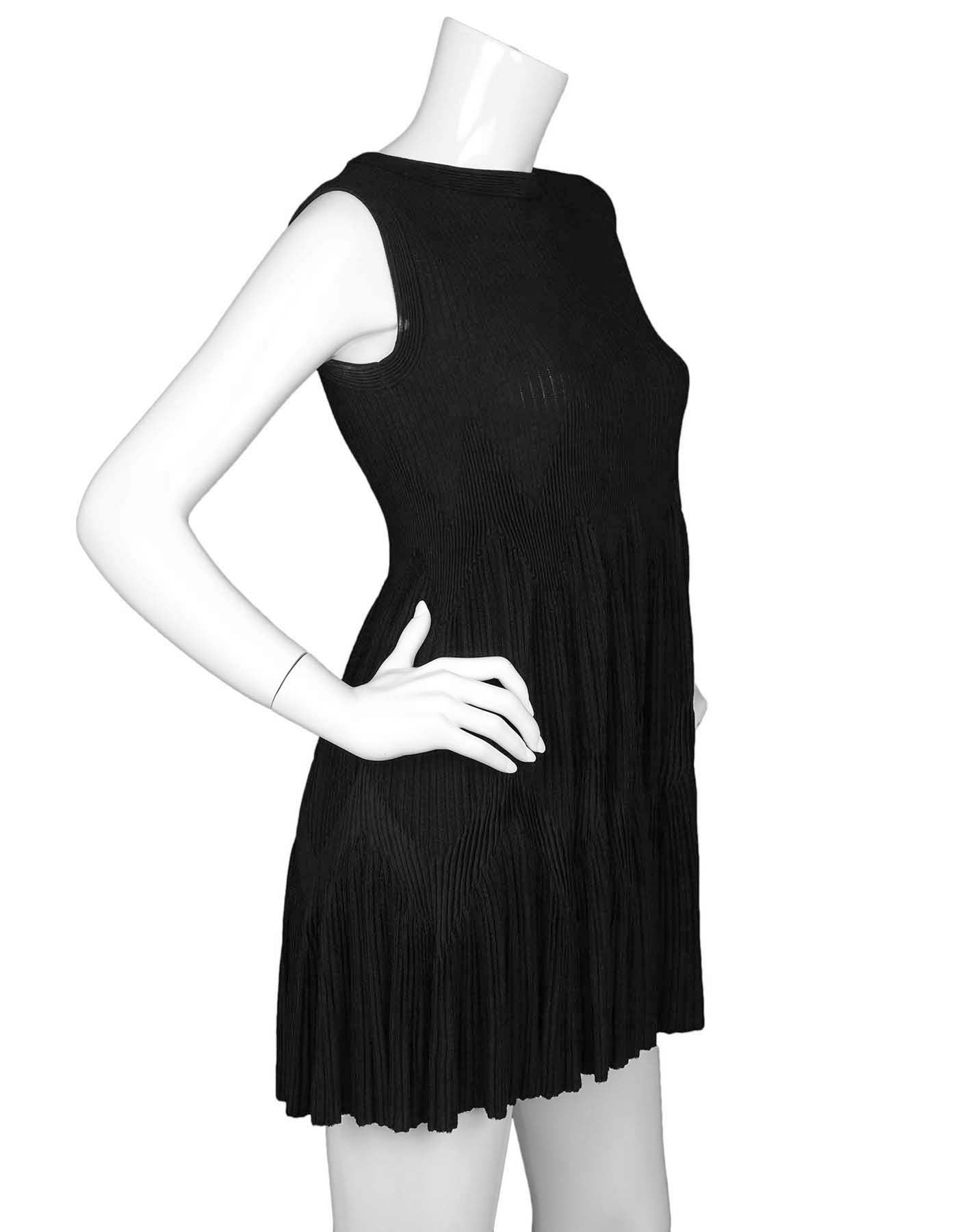 Alaia Black Sleeveless Zigzag Trapeze Dress sz FR42