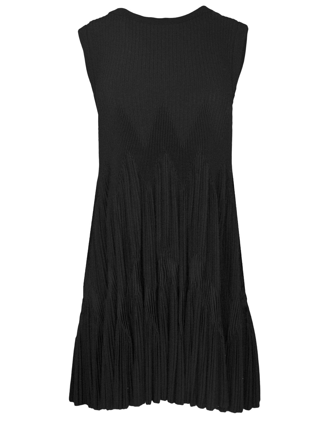 Alaia Black Sleeveless Zigzag Trapeze Dress sz FR42